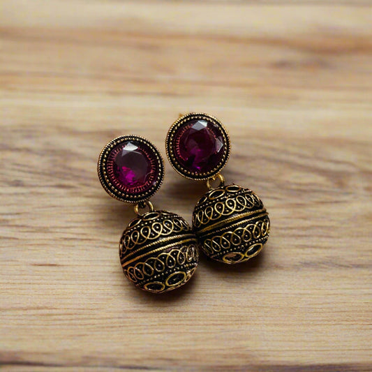 Premium Gold Oxidised Kundala Earring(German Silver Replica)