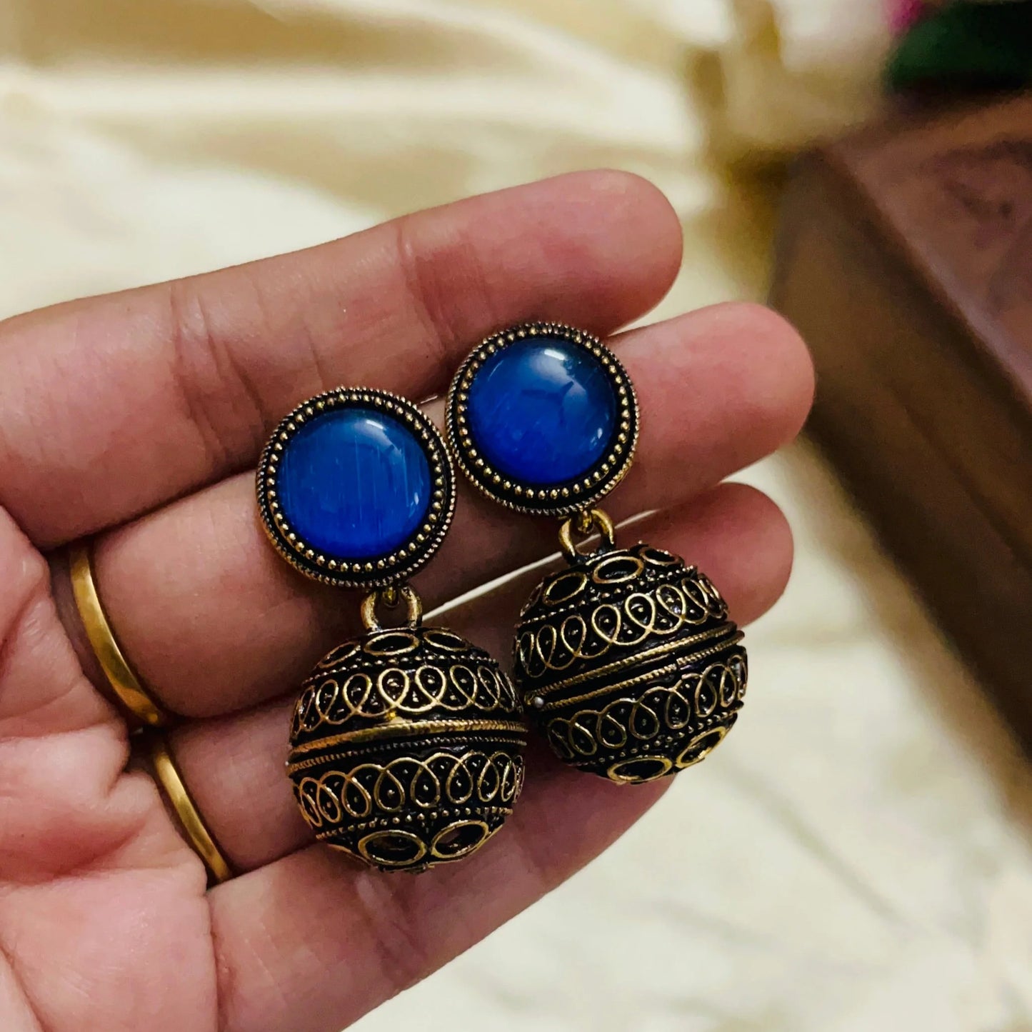 Premium Gold Oxidised Kundala Earring(German Silver Replica)