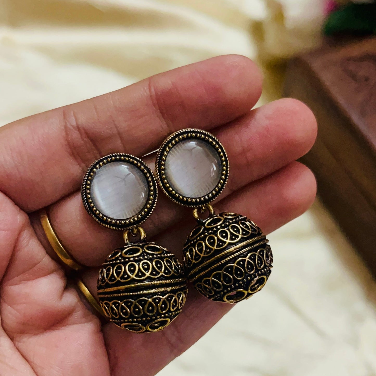 Premium Gold Oxidised Kundala Earring(German Silver Replica)