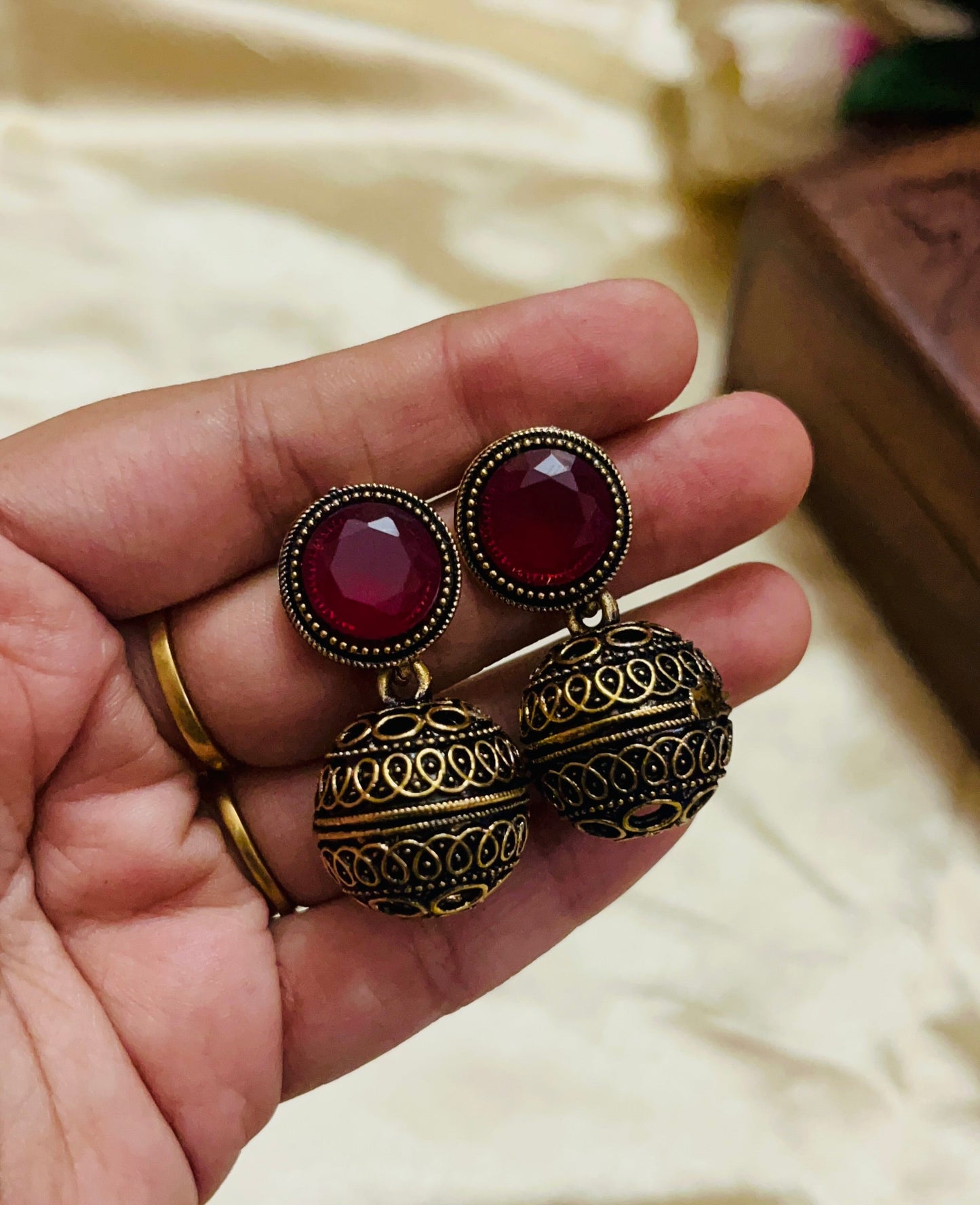 Premium Gold Oxidised Kundala Earring(German Silver Replica)