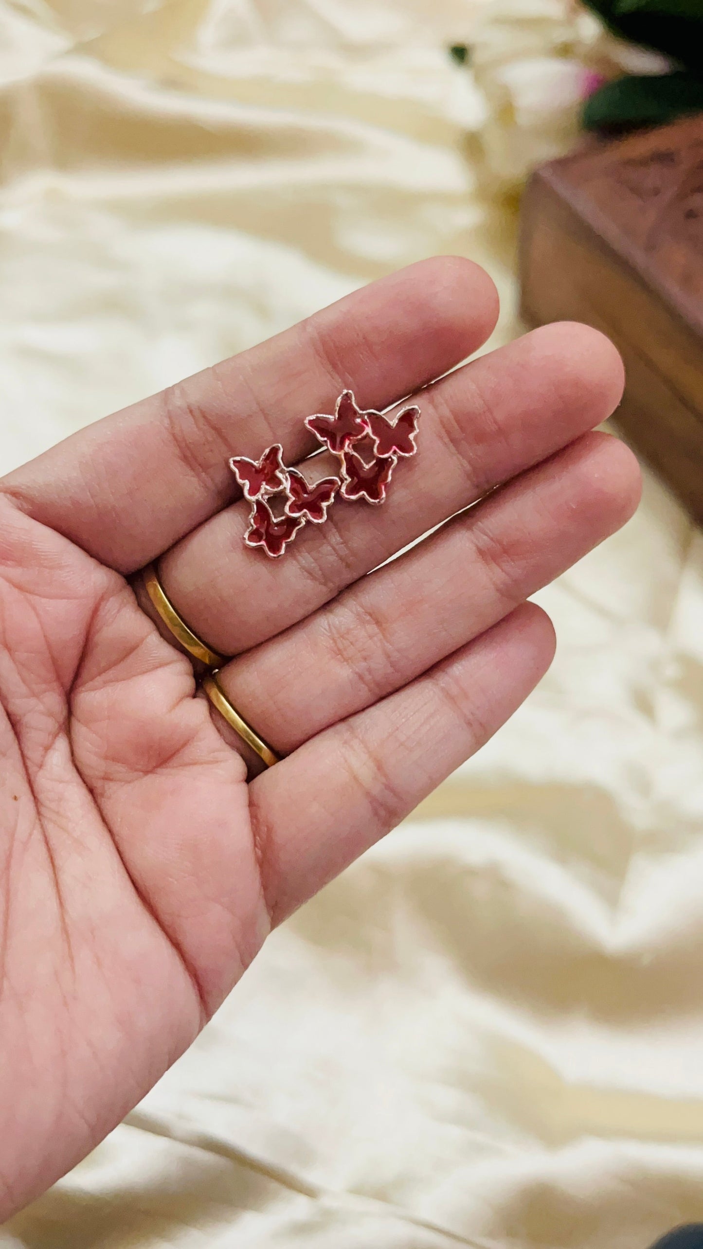 Triple Butterfly Stud