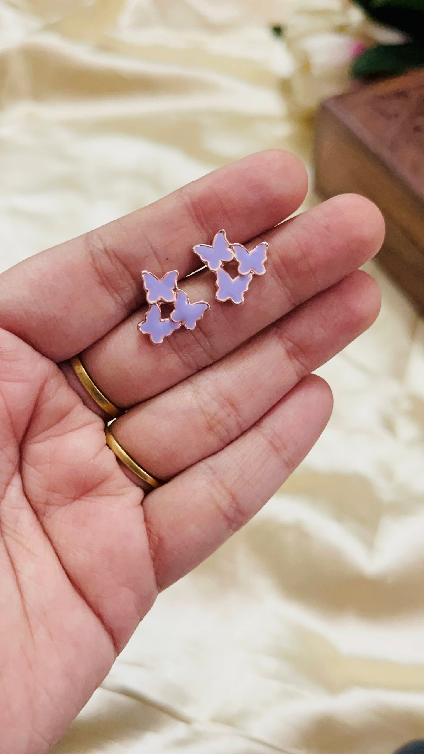 Triple Butterfly Stud