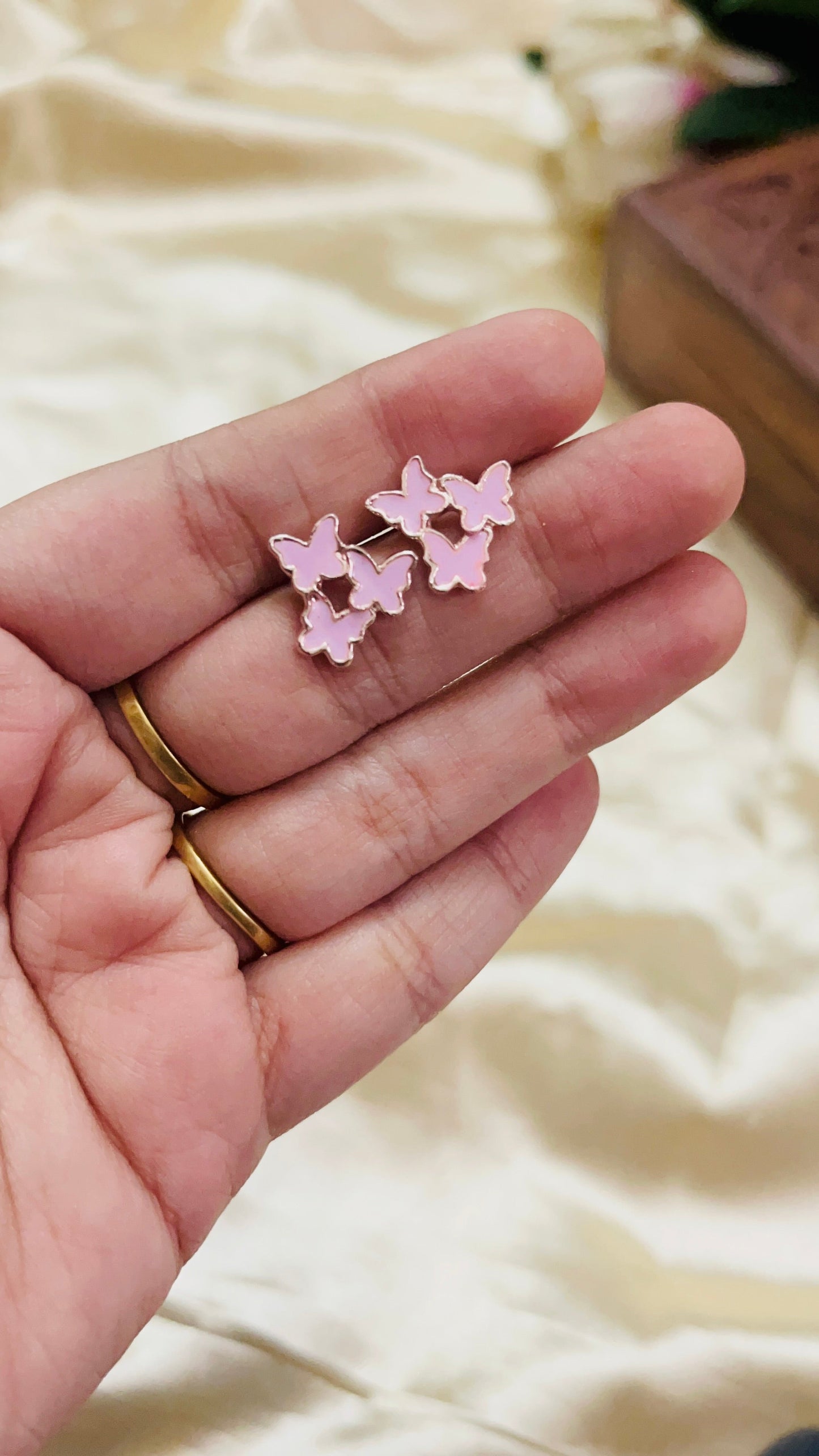 Triple Butterfly Stud