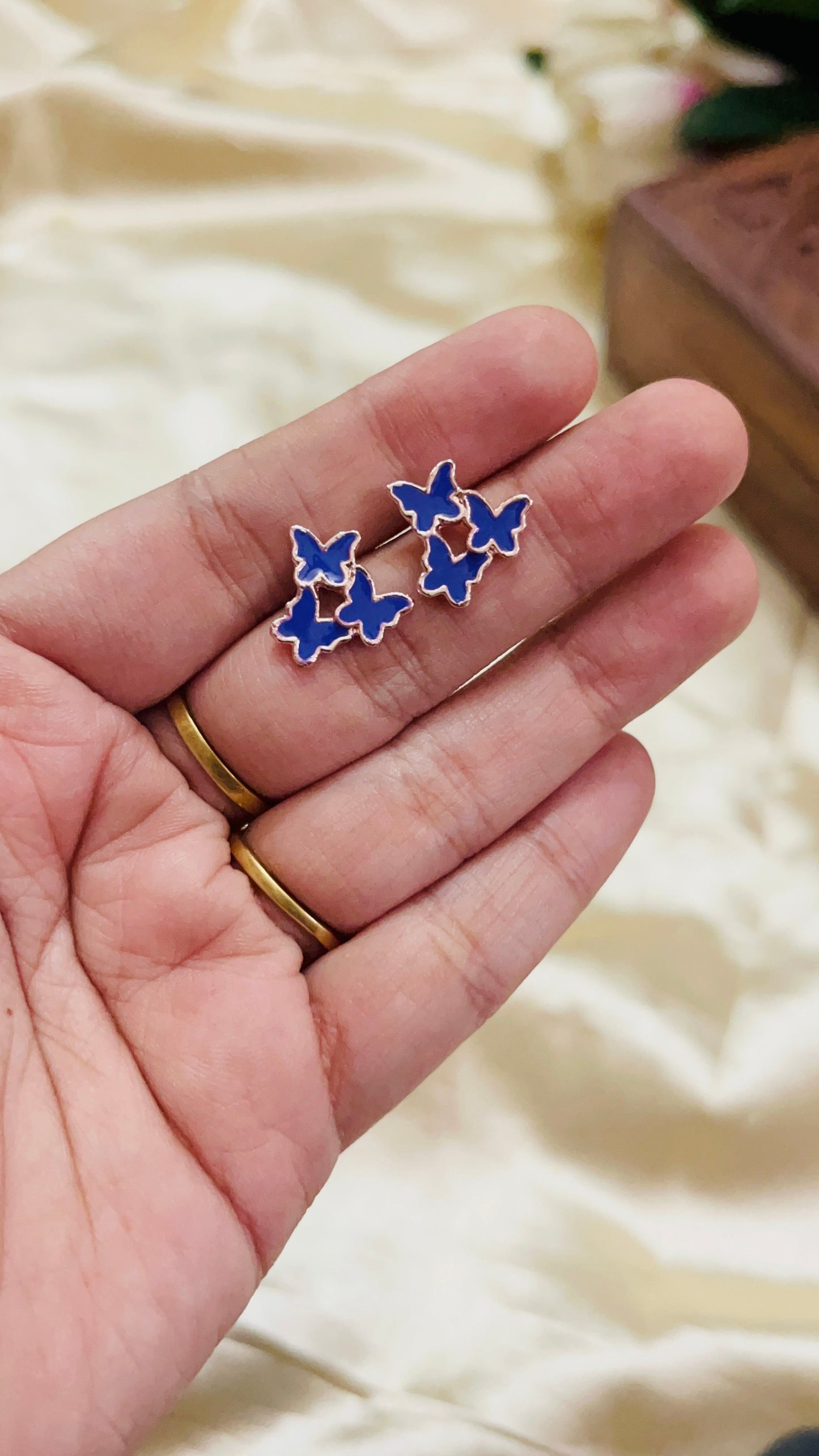 Triple Butterfly Stud