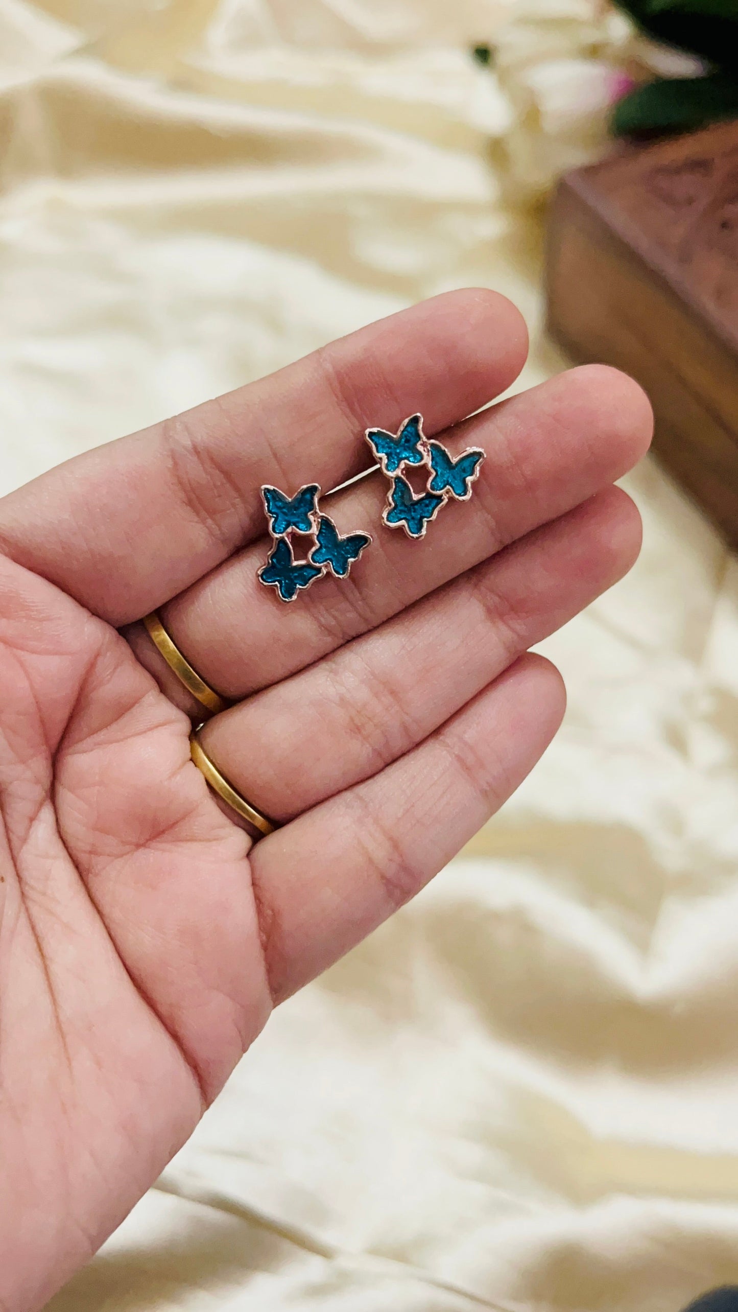 Triple Butterfly Stud