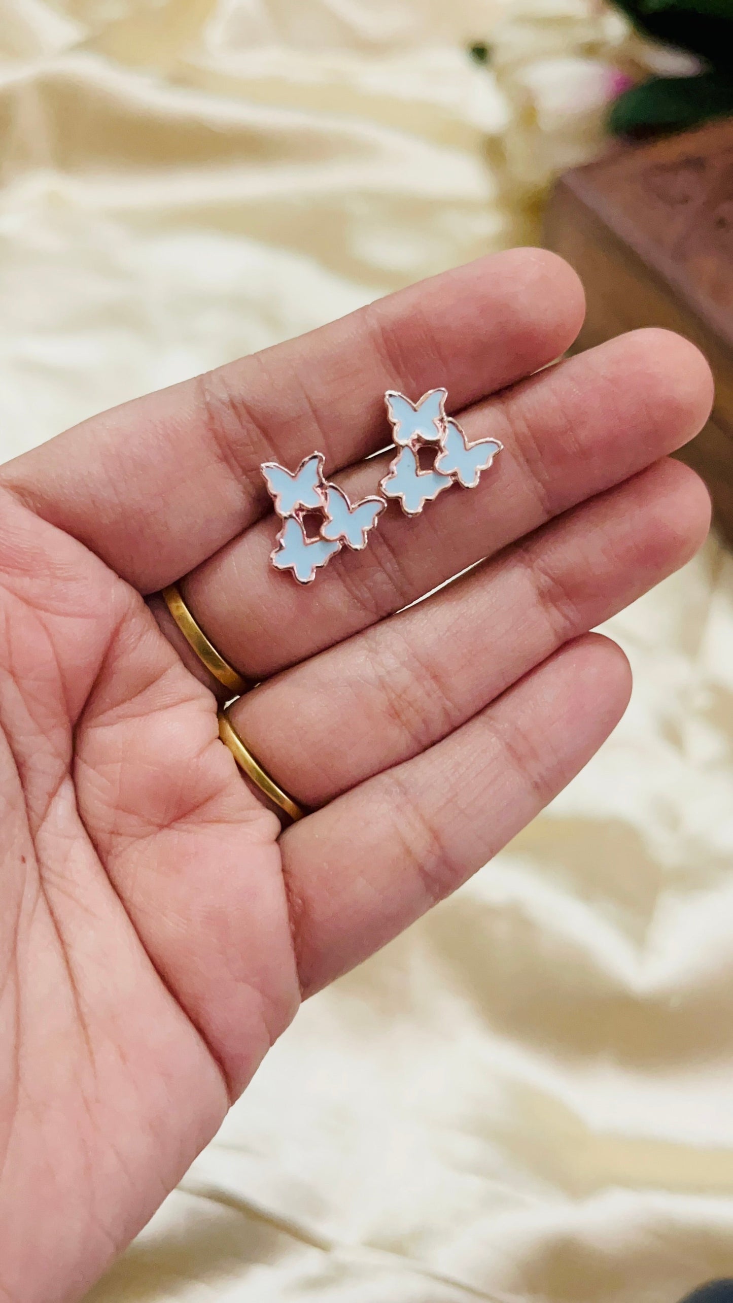Triple Butterfly Stud