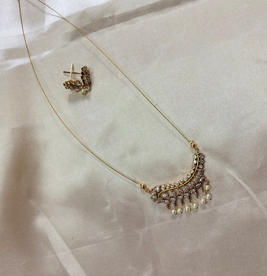 AD pendent invisible necklace with Earrings