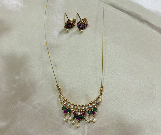 AD pendent invisible necklace with Earrings (Copy)