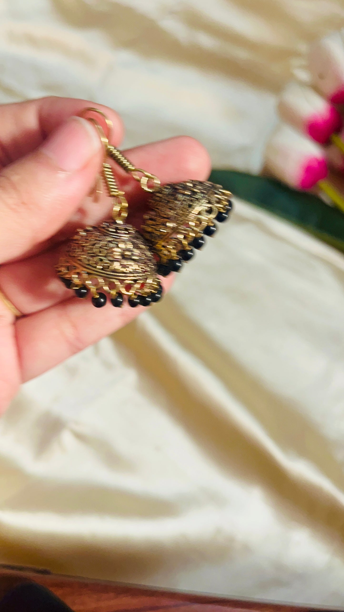 Rajasthani Mehandi Gold Hook Jhumka