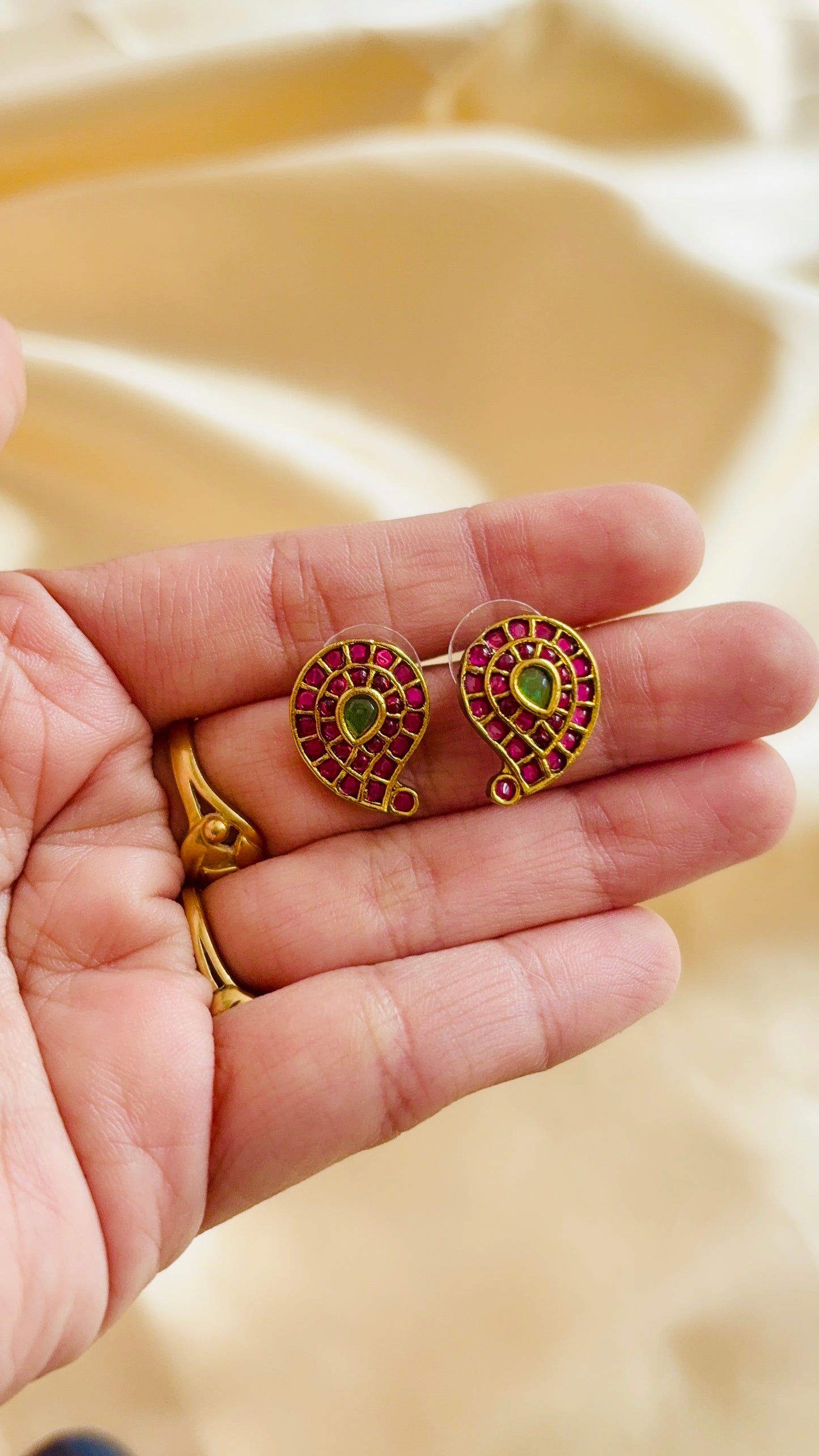 Kempu pendant Lakshmi coin necklace