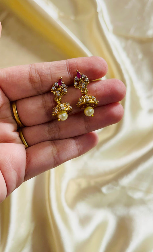 Antique Gold finish baby jhumka