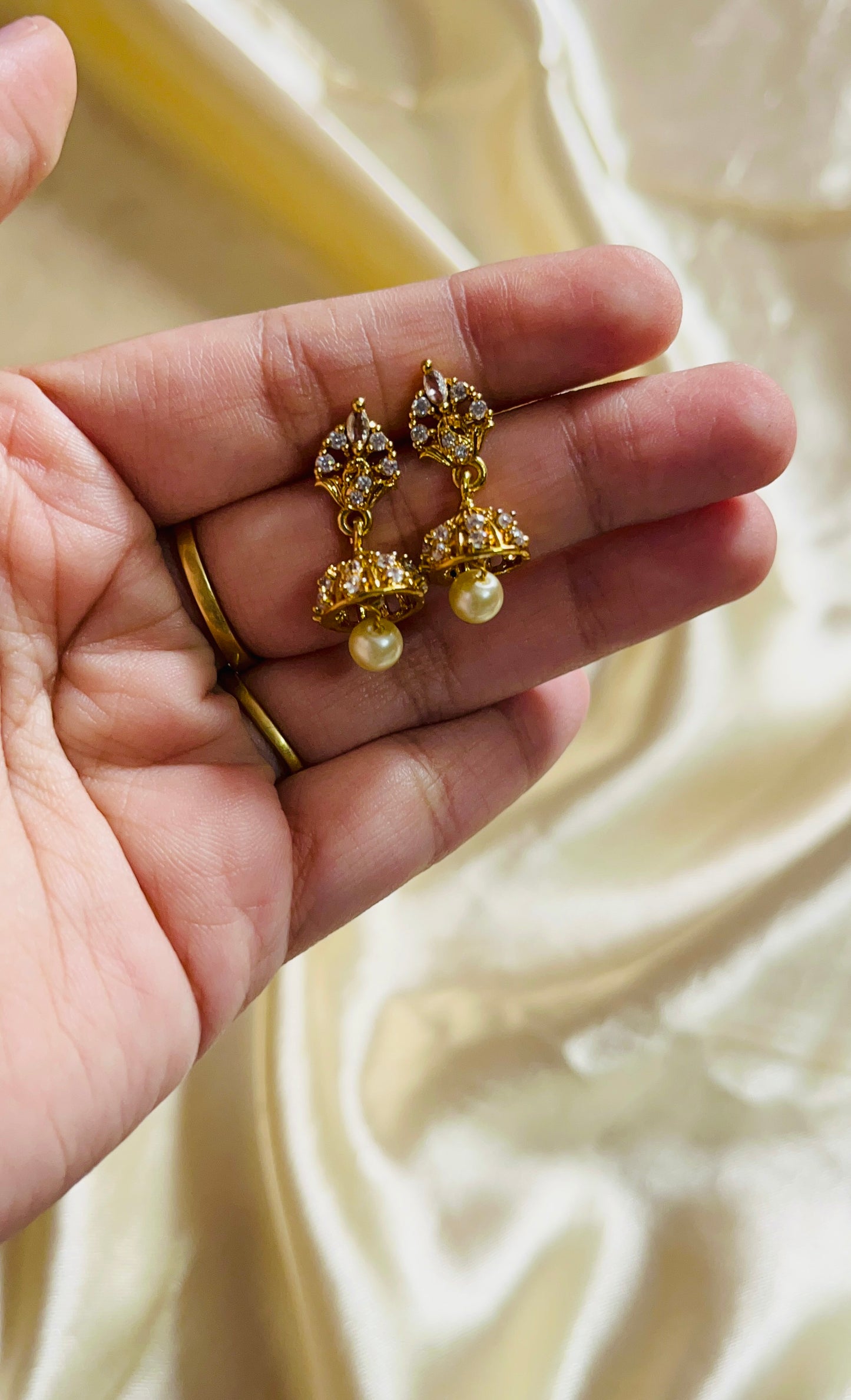 Antique Gold finish baby jhumka