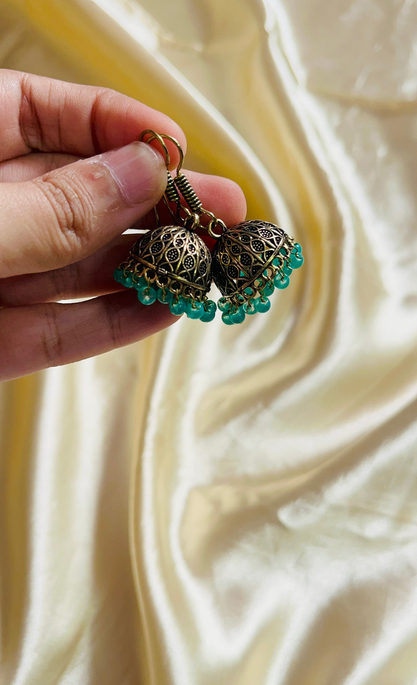Antique gold colour Jaipur jhumka(small size)