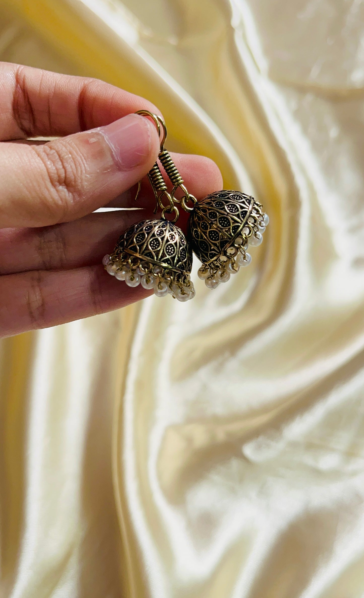 Antique gold colour Jaipur jhumka(small size)
