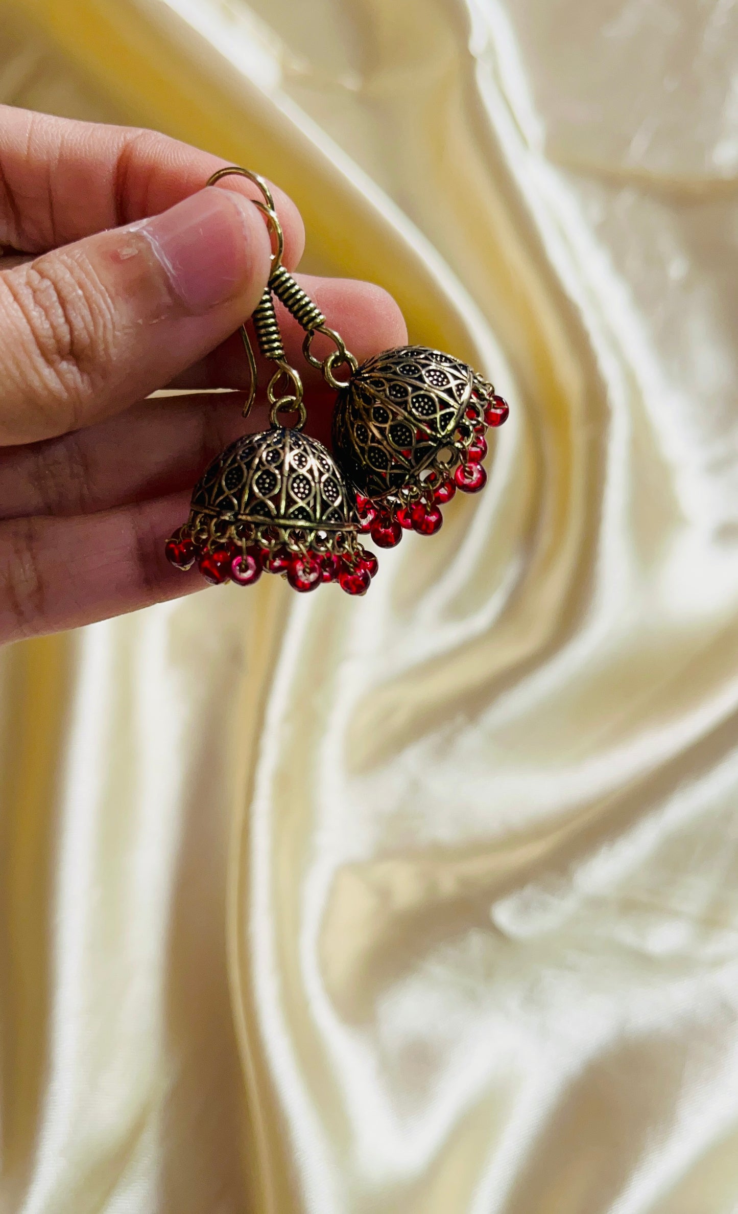 Antique gold colour Jaipur jhumka(small size)