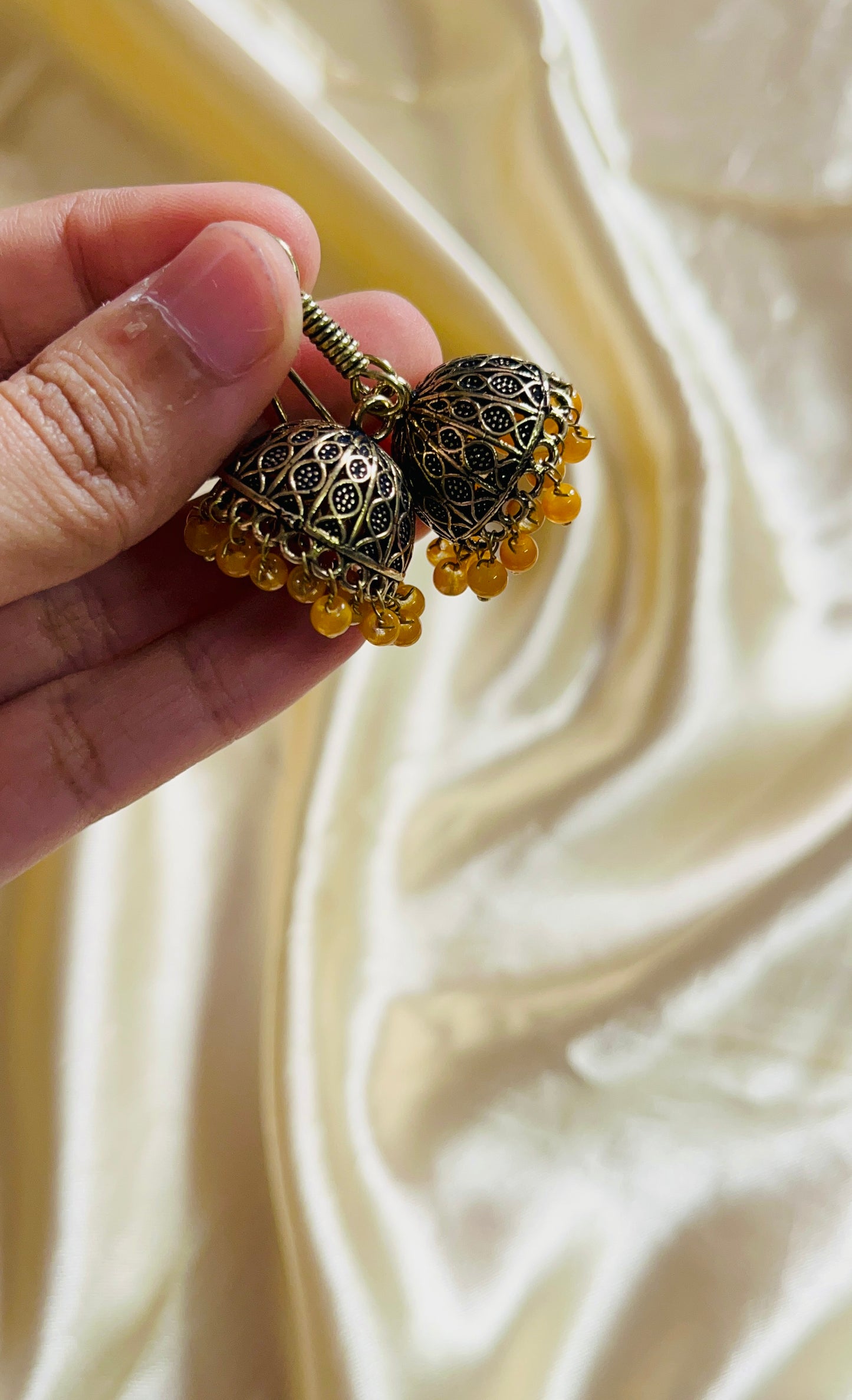 Antique gold colour Jaipur jhumka(small size)