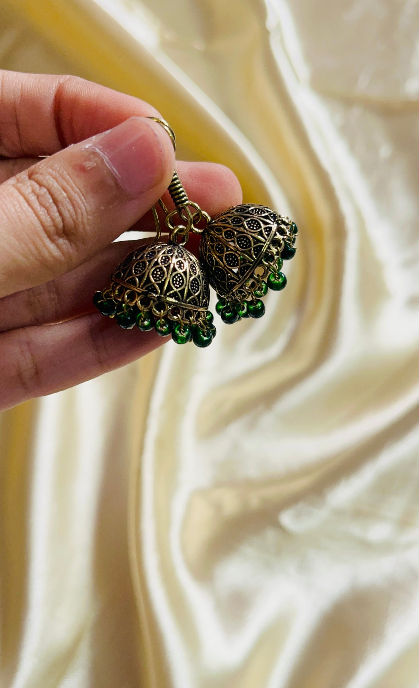 Antique gold colour Jaipur jhumka(small size)