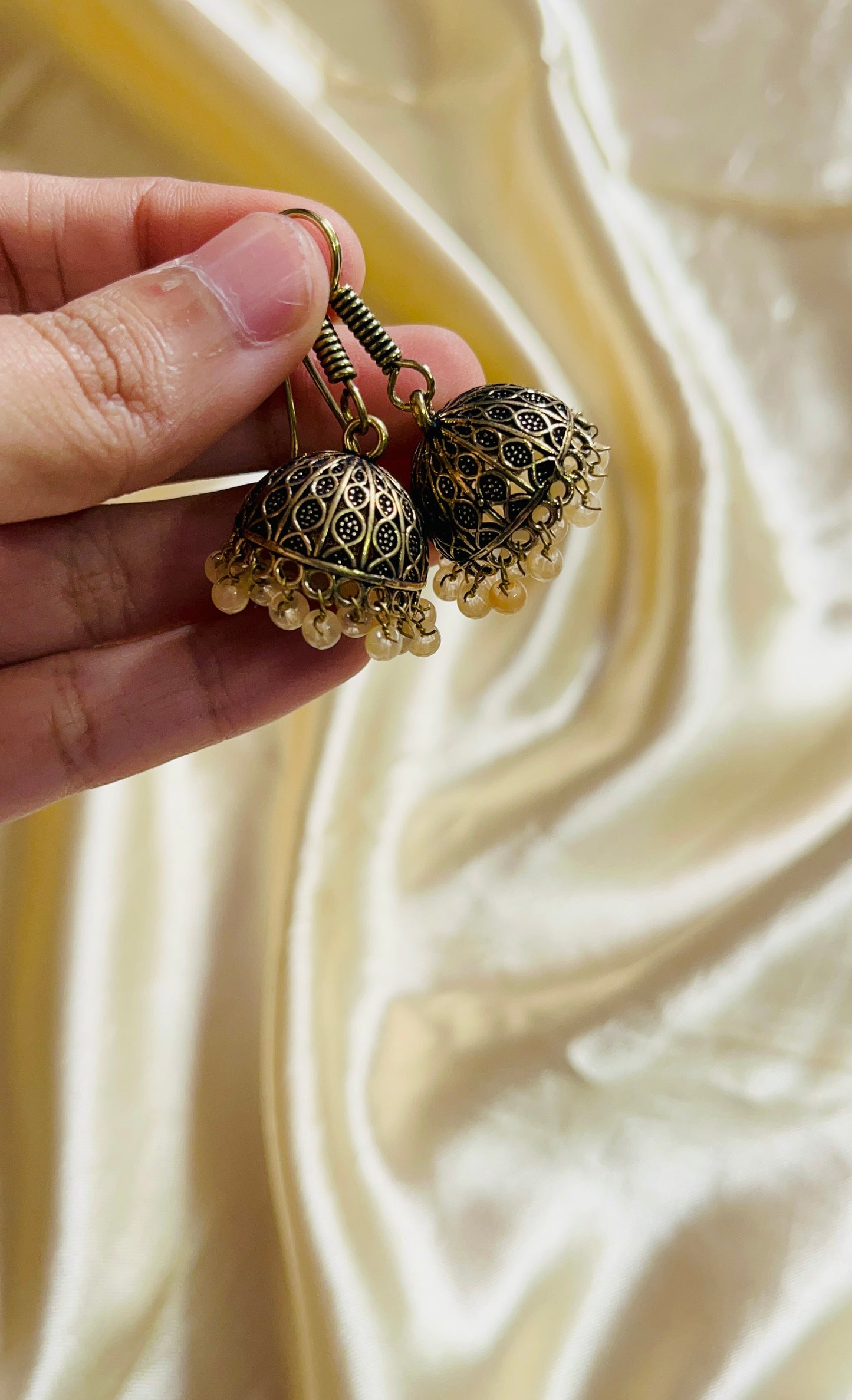 Antique gold colour Jaipur jhumka(small size)