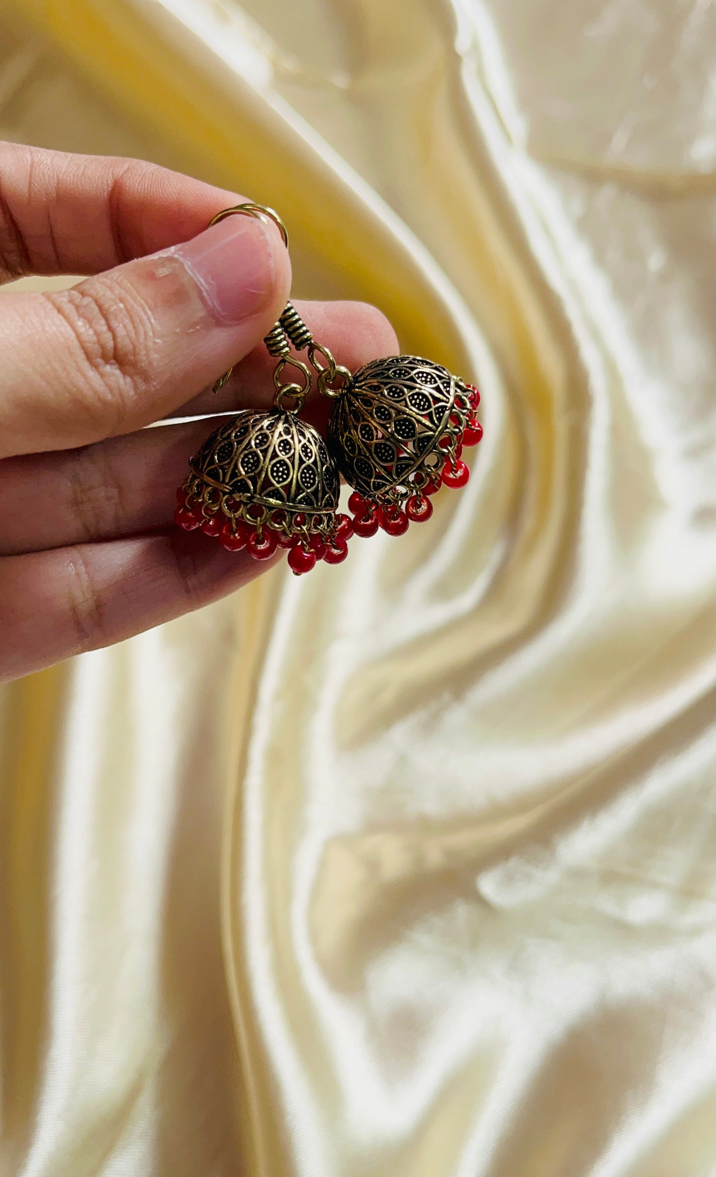 Antique gold colour Jaipur jhumka(small size)