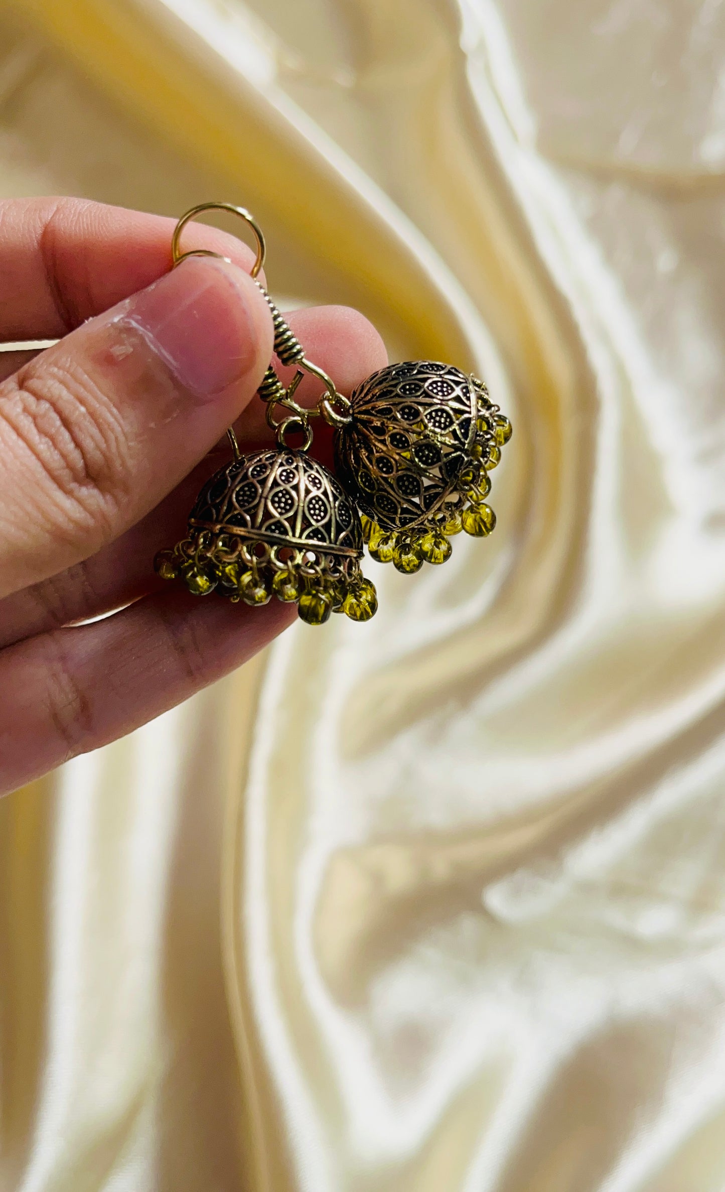 Antique gold colour Jaipur jhumka(small size)