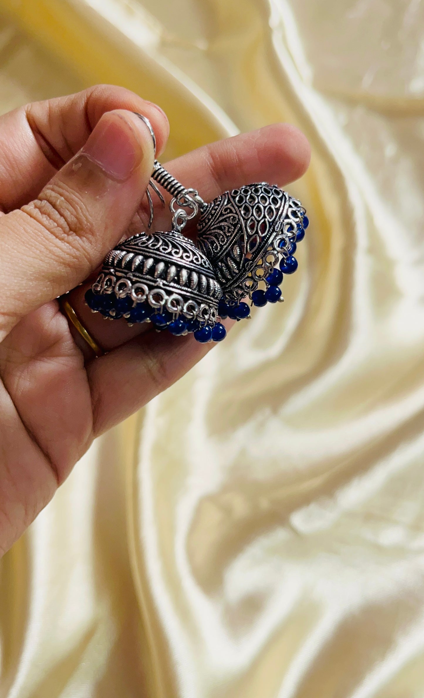 Jaipur style jhumkas(silver)