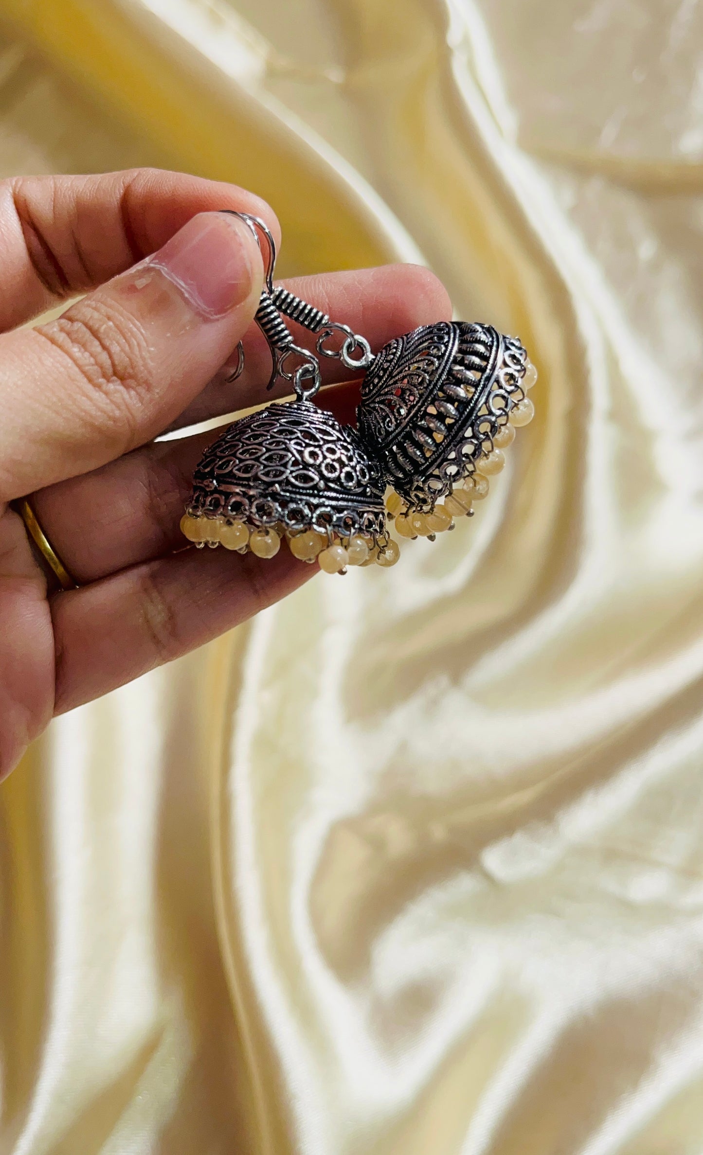 Jaipur style jhumkas(silver)