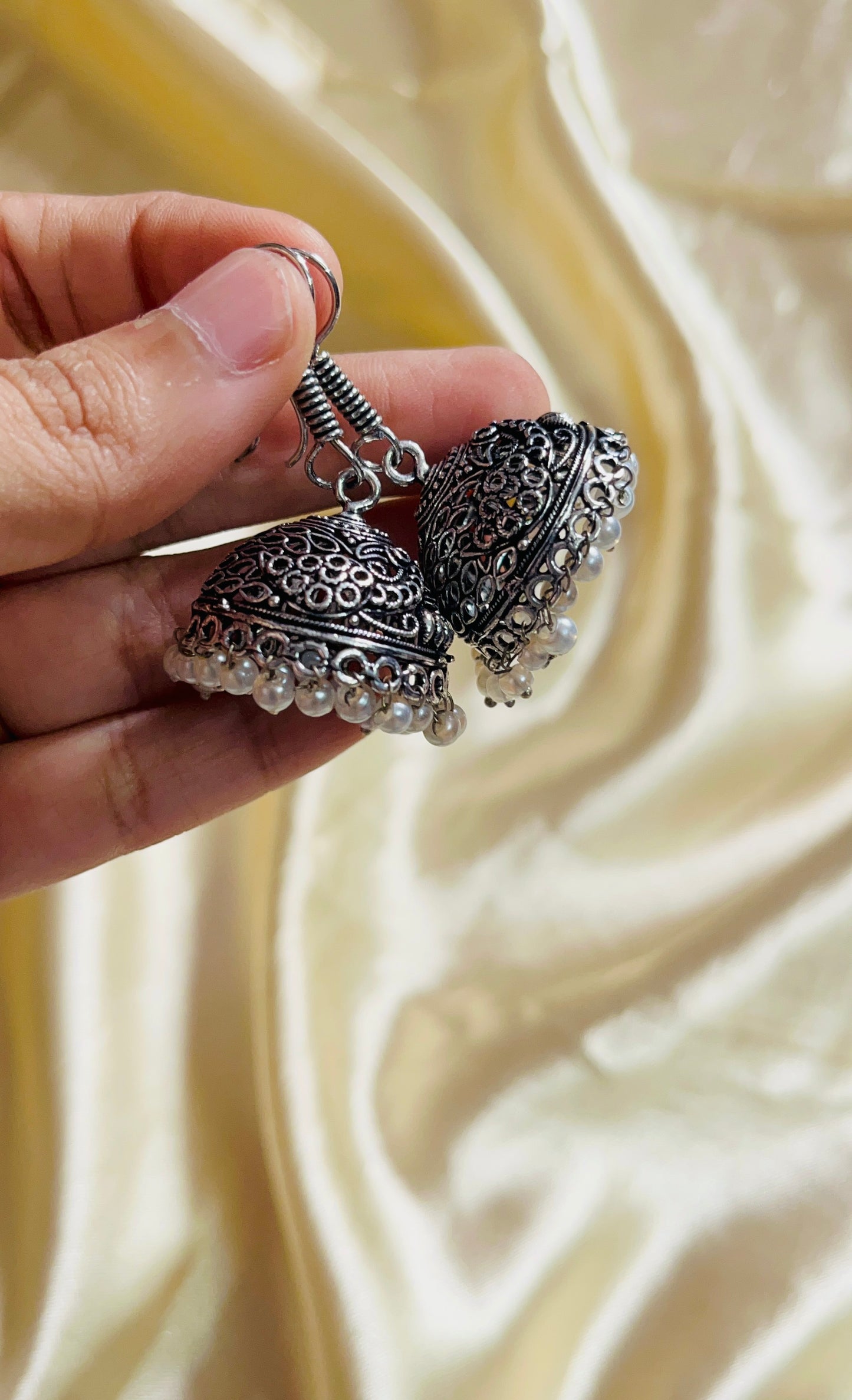Jaipur style jhumkas(silver)