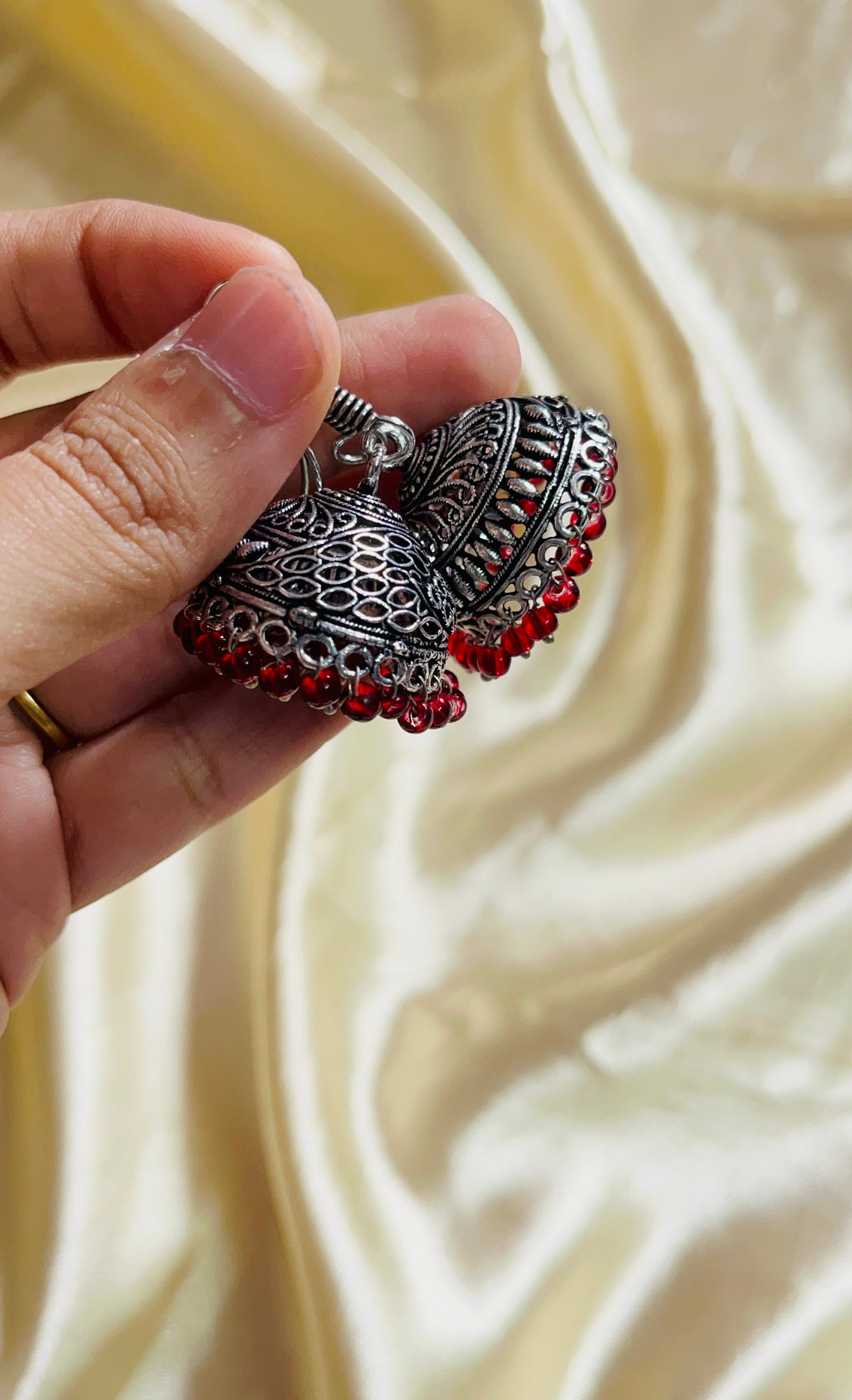 Jaipur style jhumkas(silver)