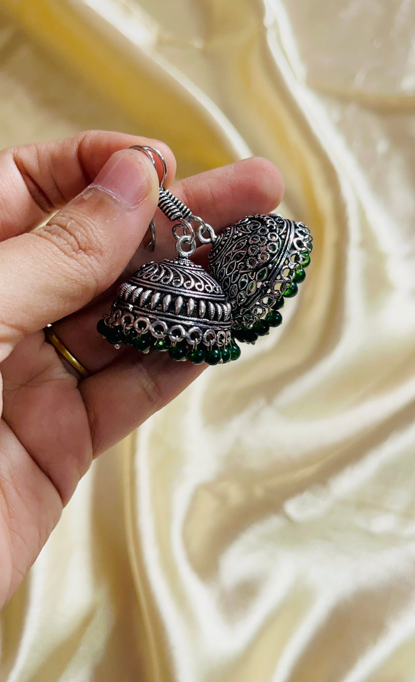 Jaipur style jhumkas(silver)