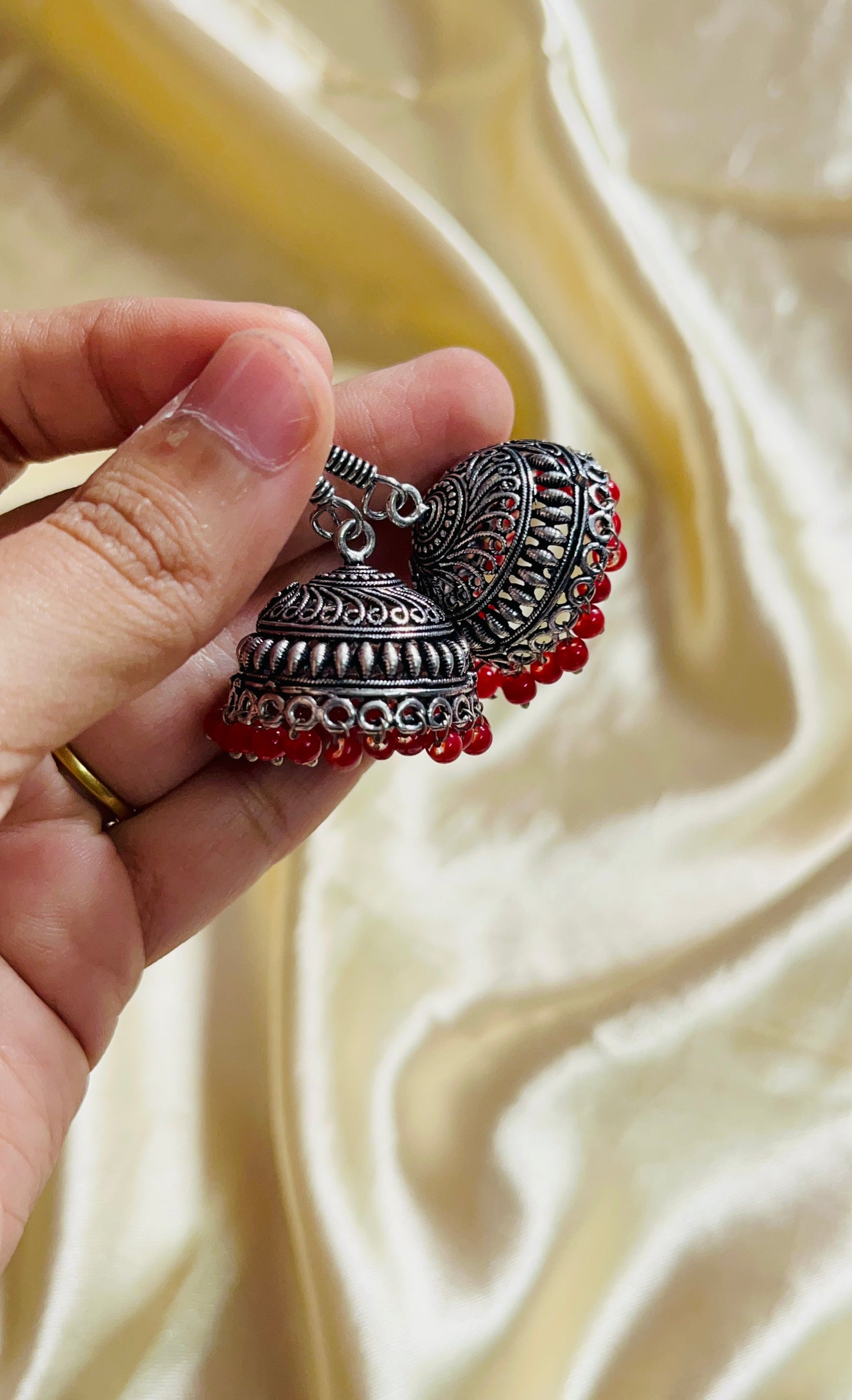 Jaipur style jhumkas(silver)