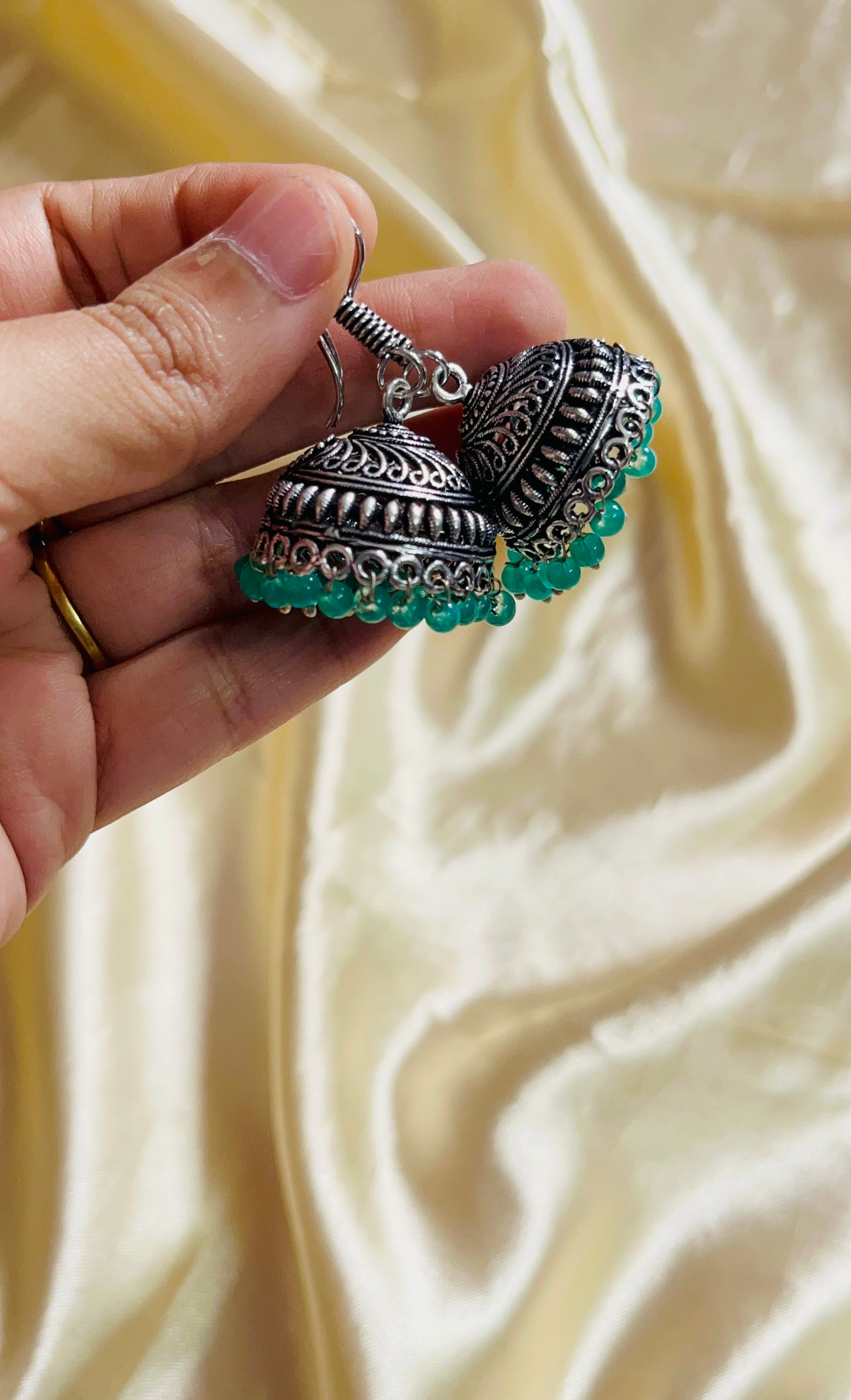 Jaipur style jhumkas(silver)