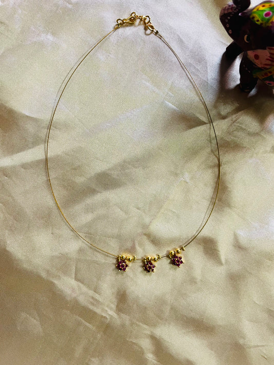 AD  floral invisible necklace (Ruby)