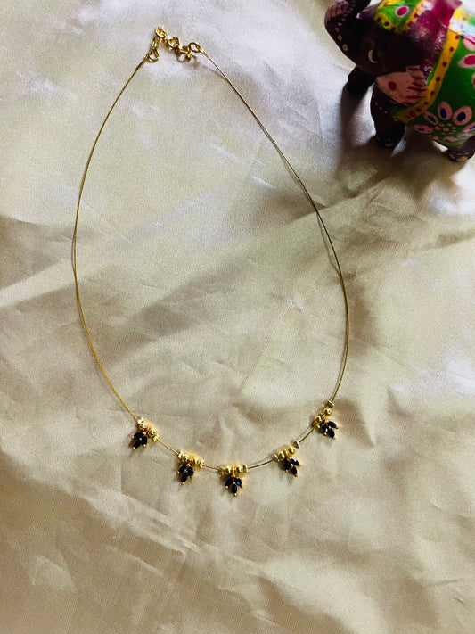 AD leaf invisible necklace (Blue)