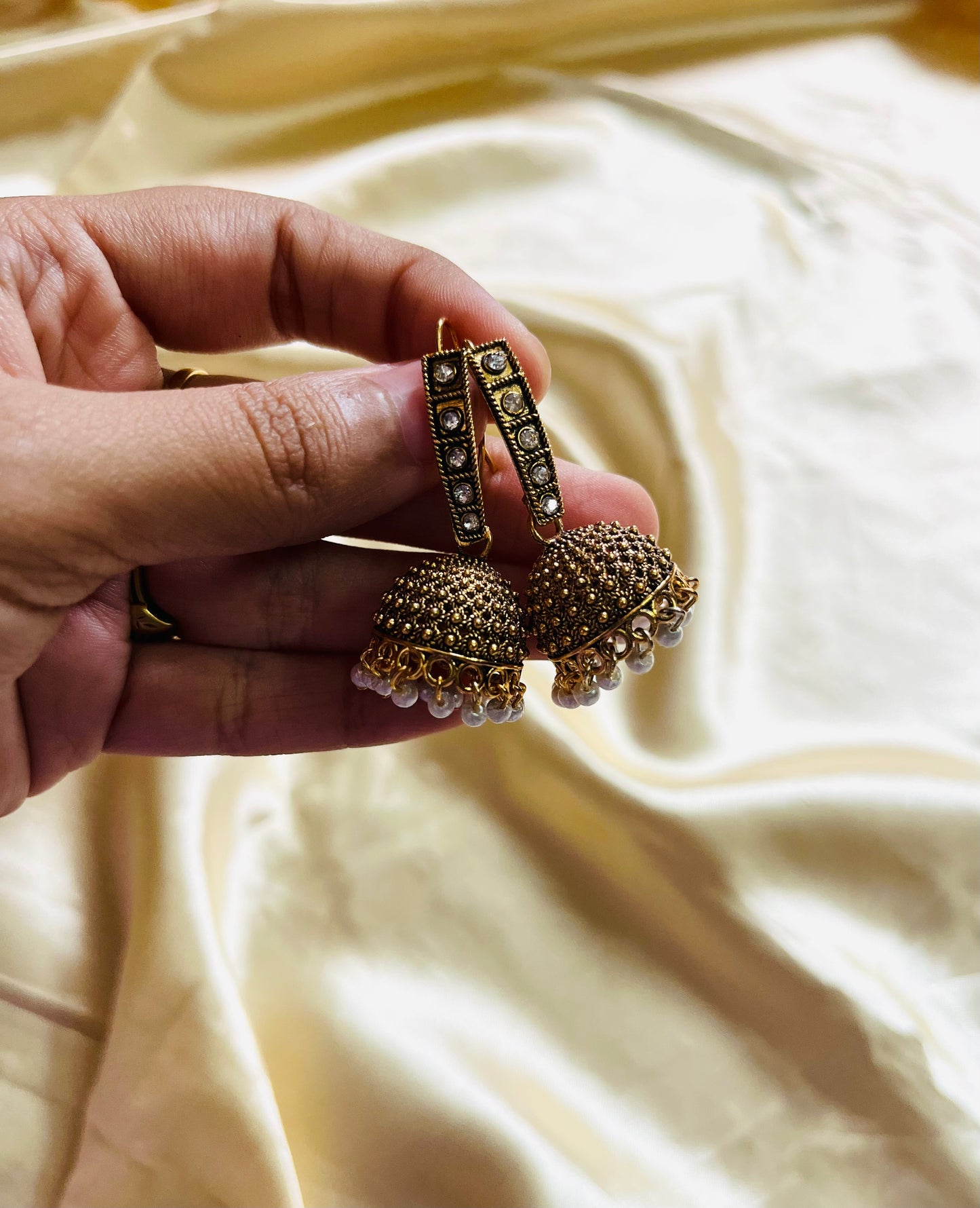 Stone worked Hook Jhumka