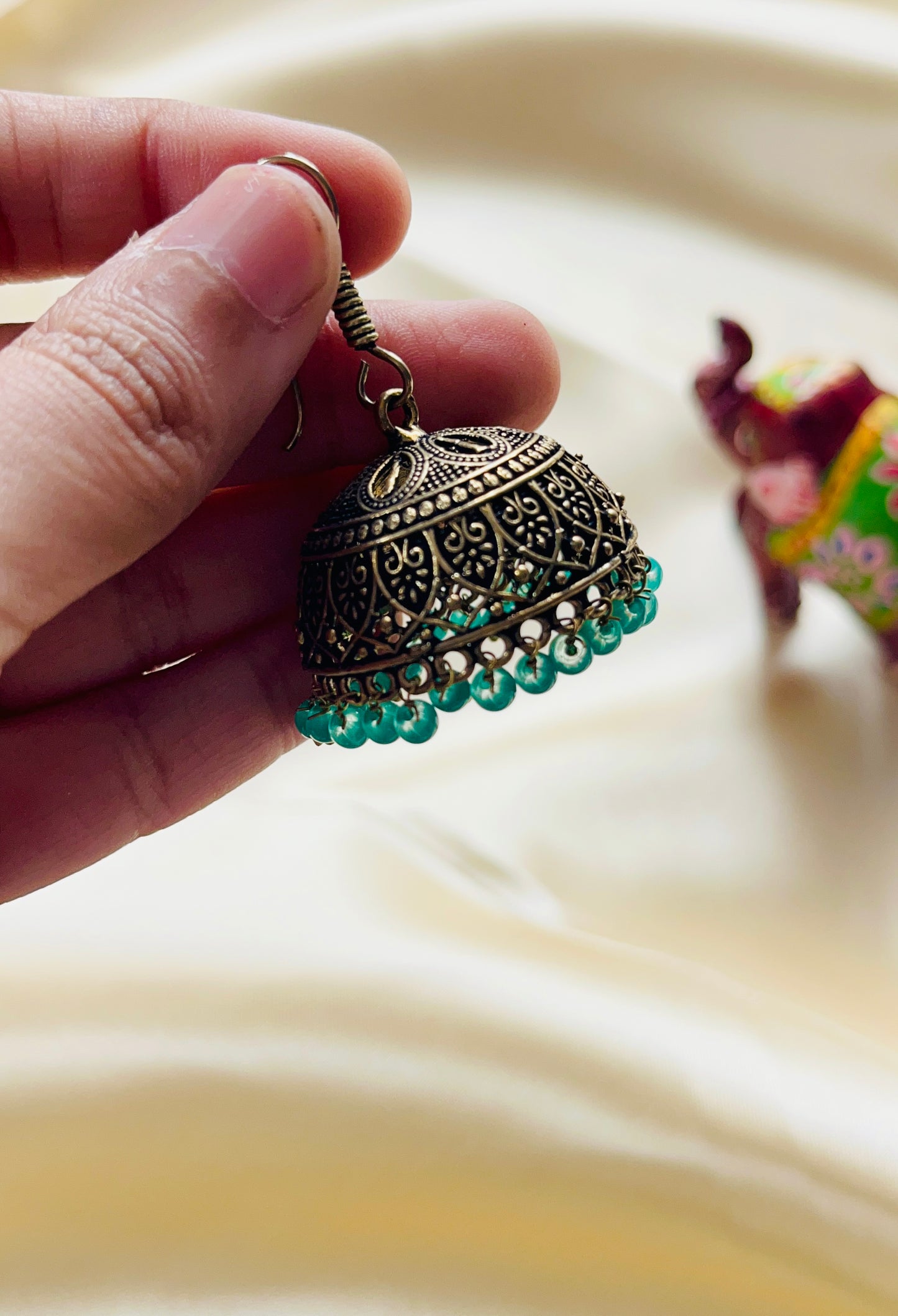 Jaipur Jhumka XL size (Mehandi Gold colour)
