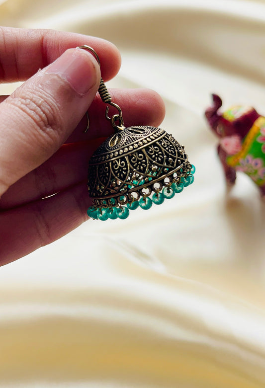 Jaipur Jhumka XL size (Mehandi Gold colour)