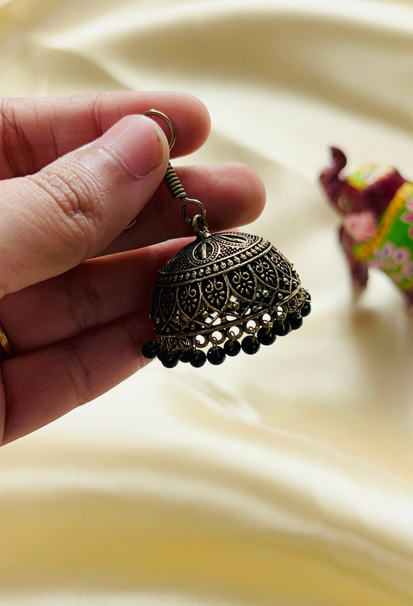 Jaipur Jhumka XL size (Mehandi Gold colour)