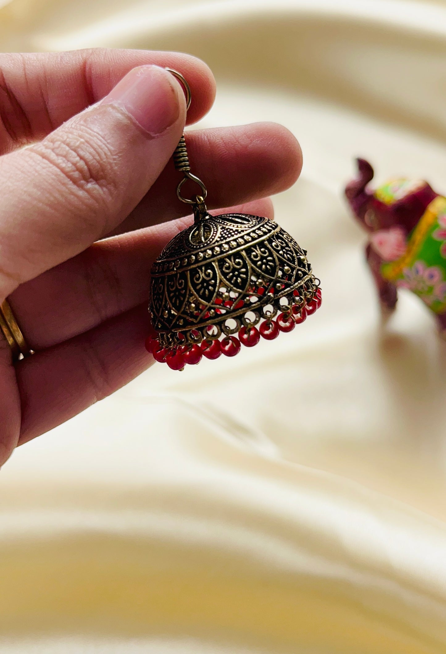 Jaipur Jhumka XL size (Mehandi Gold colour)