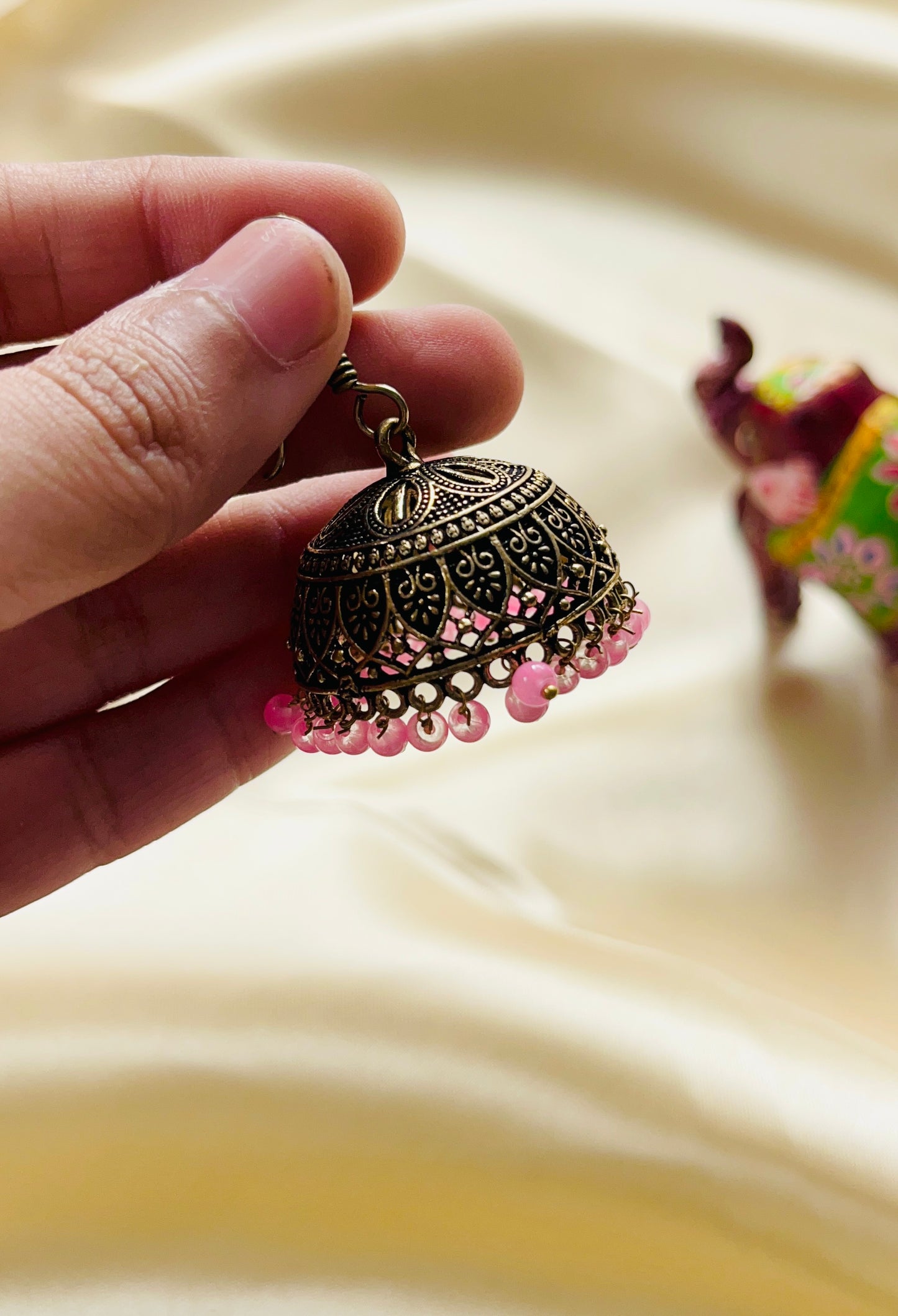 Jaipur Jhumka XL size (Mehandi Gold colour)