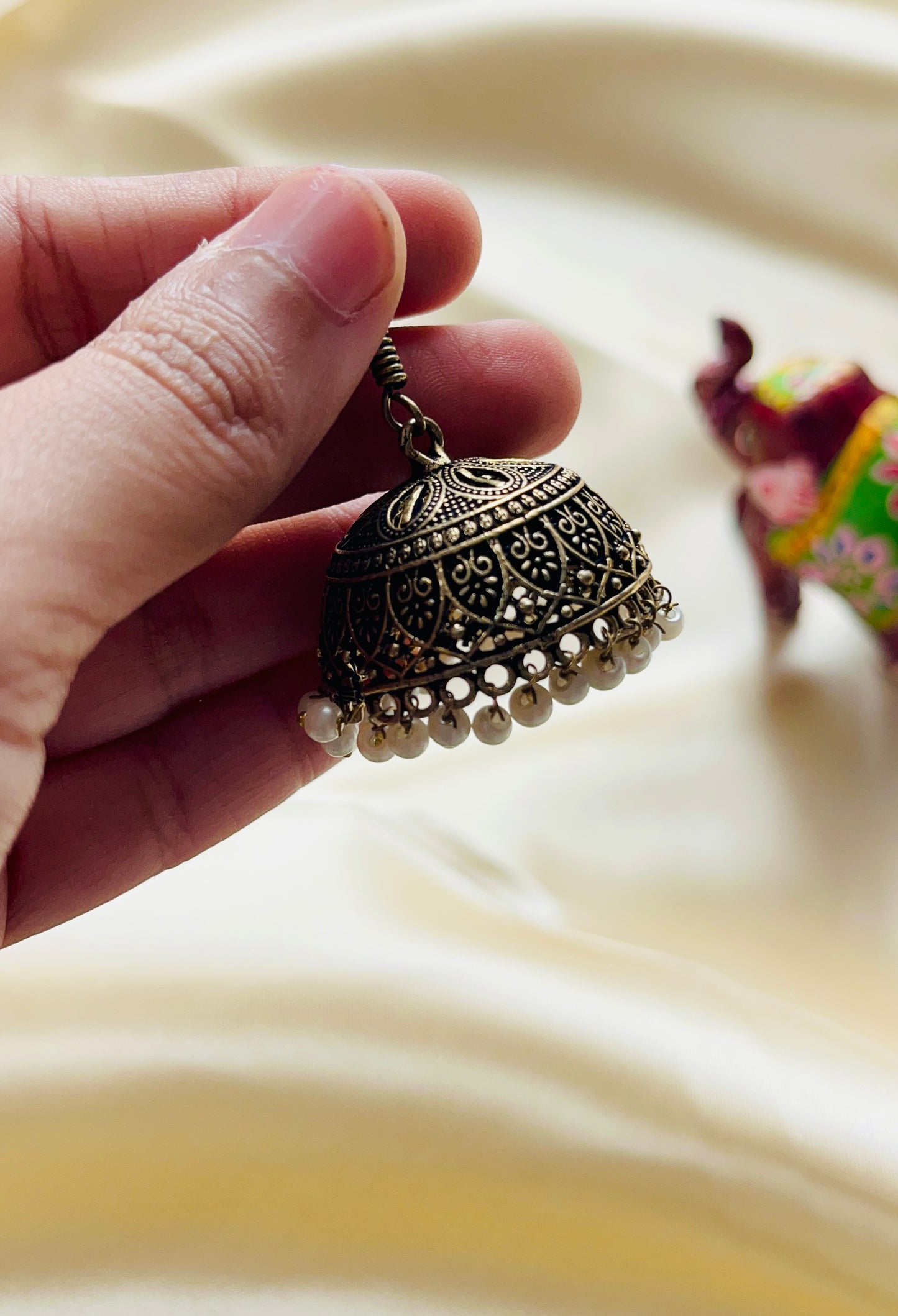 Jaipur Jhumka XL size (Mehandi Gold colour)
