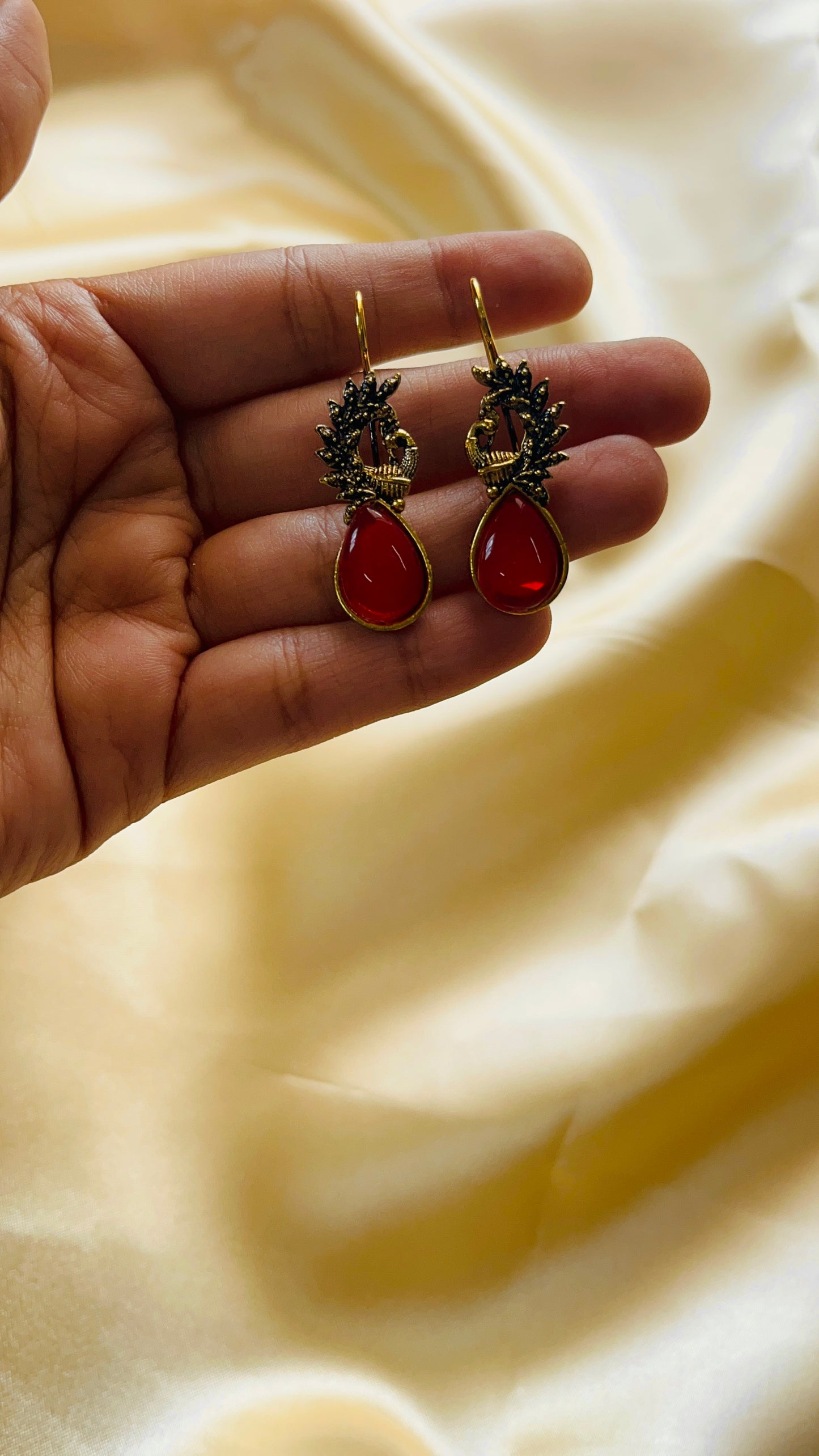 Oxisidised Peacock Hook Earring