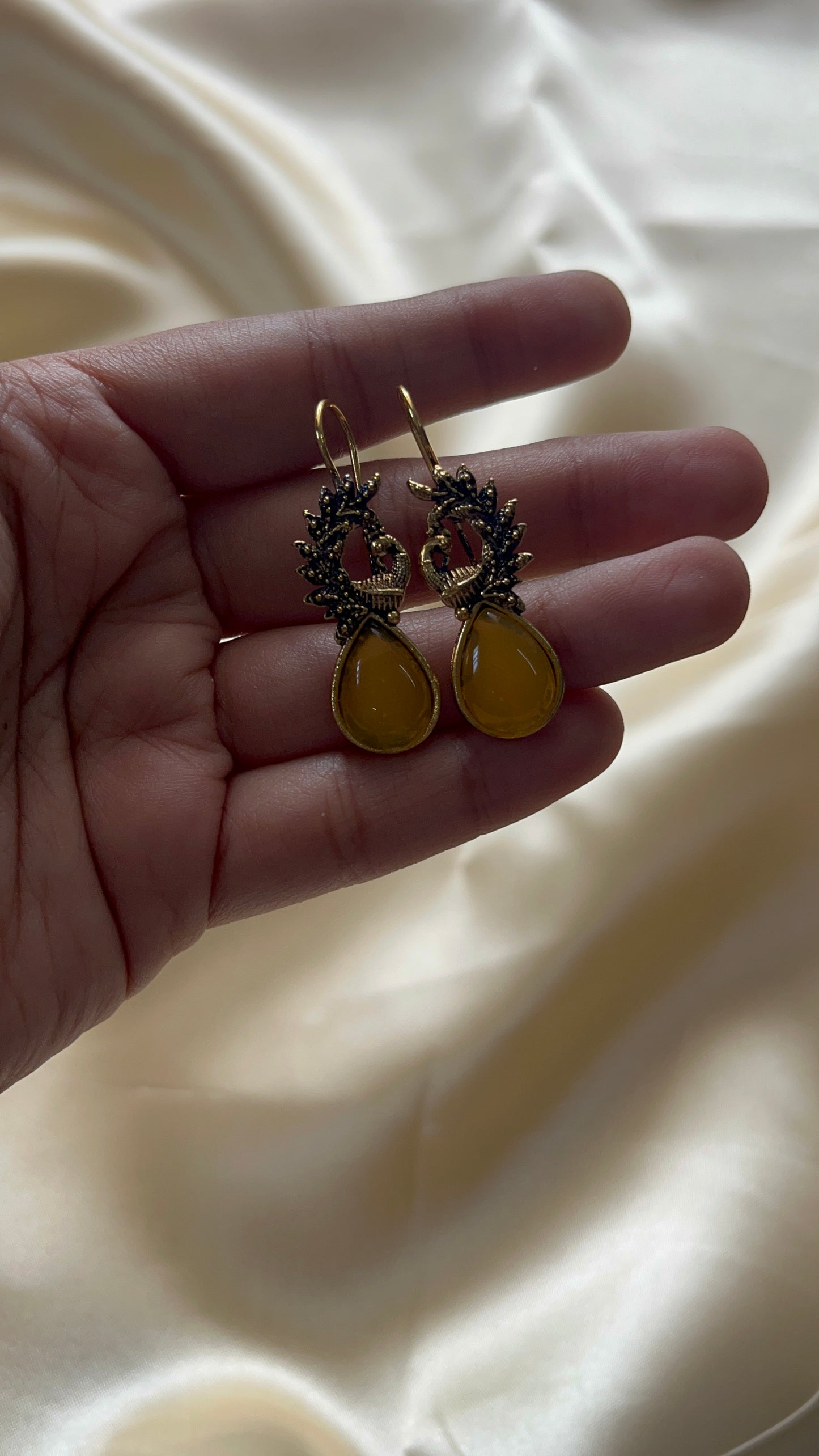 Oxisidised Peacock Hook Earring