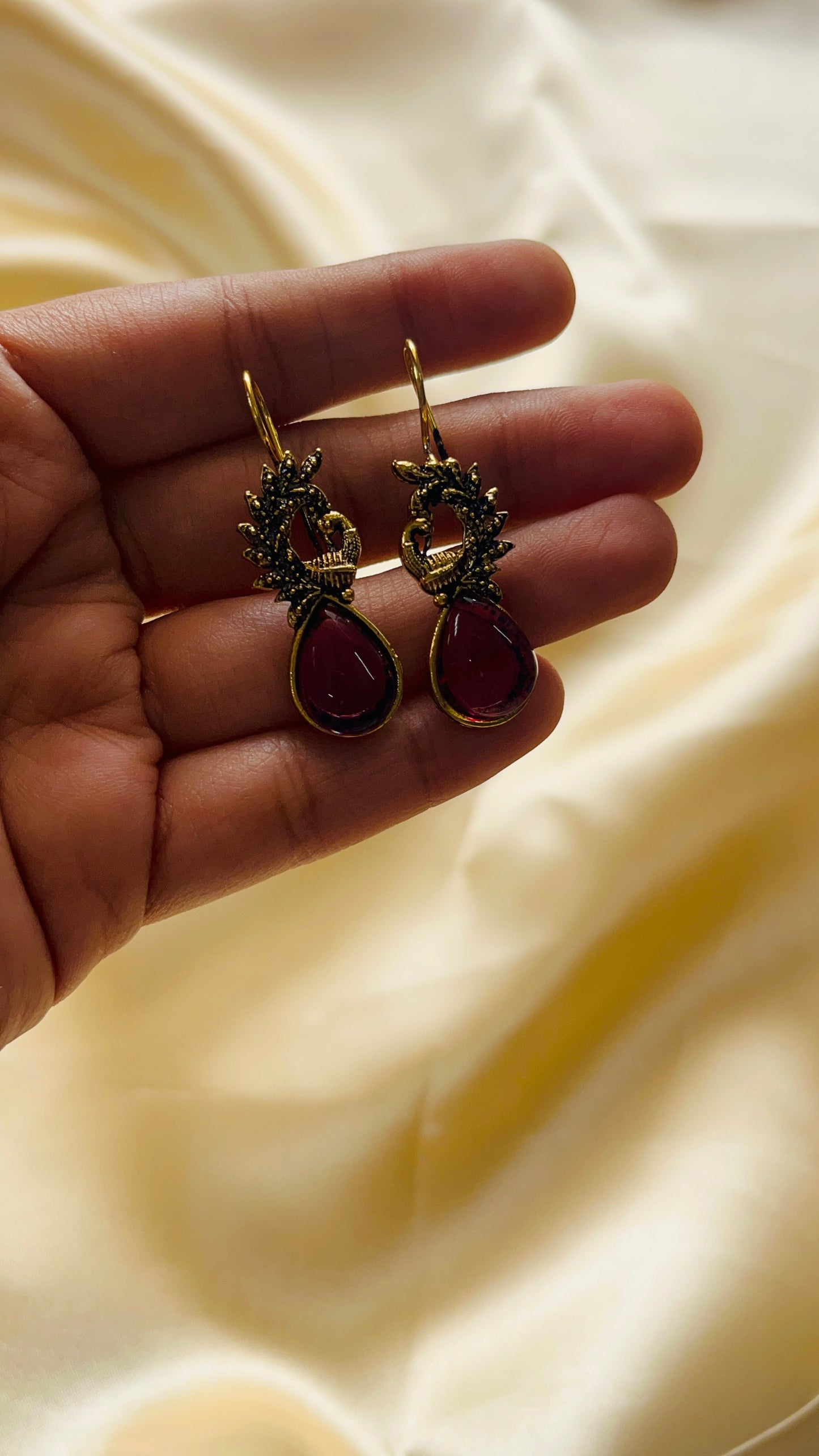 Oxisidised Peacock Hook Earring