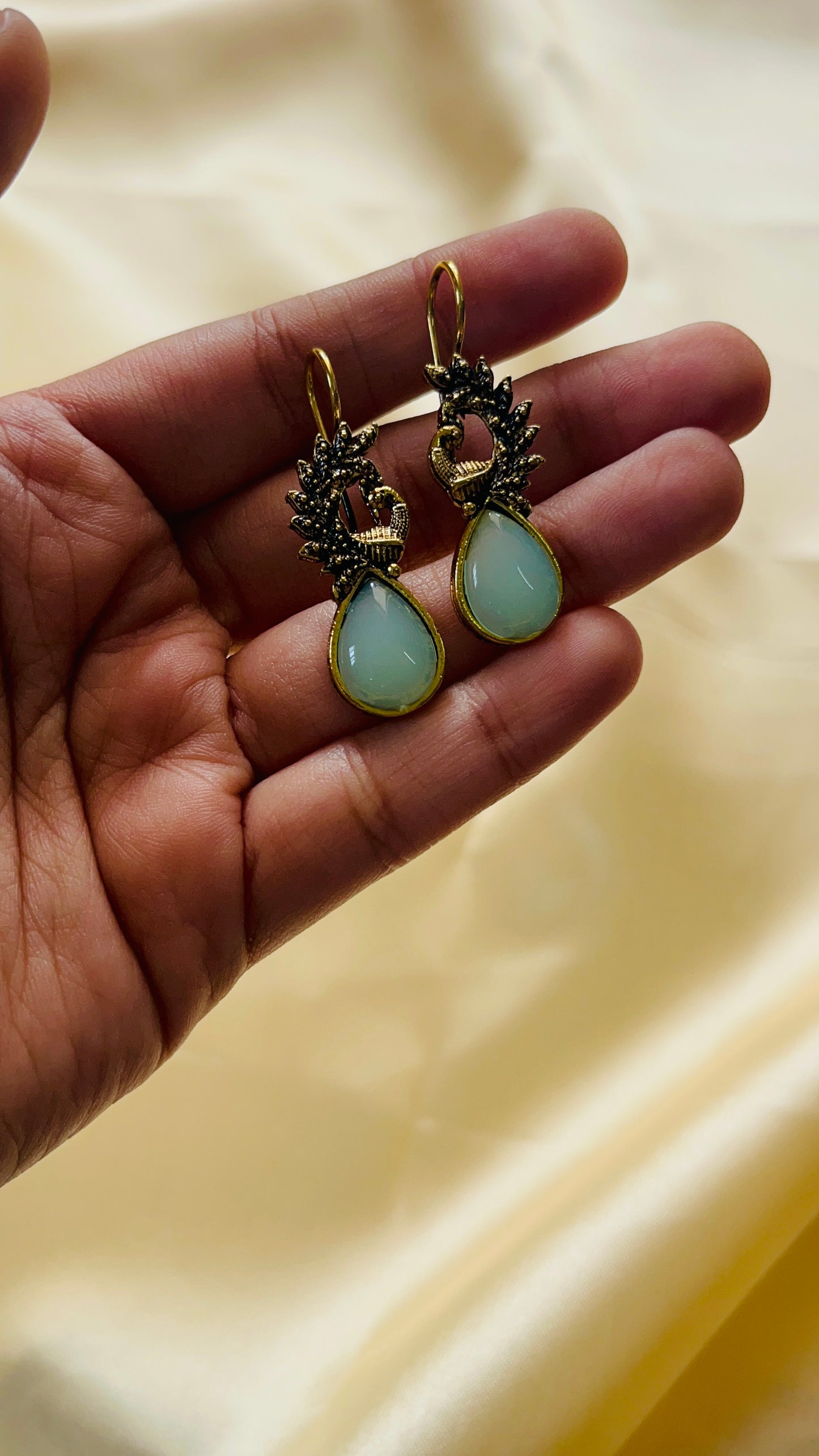 Oxisidised Peacock Hook Earring