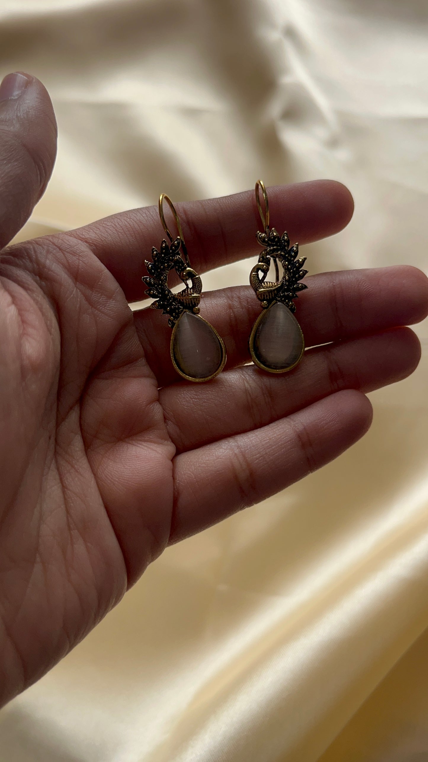 Oxisidised Peacock Hook Earring