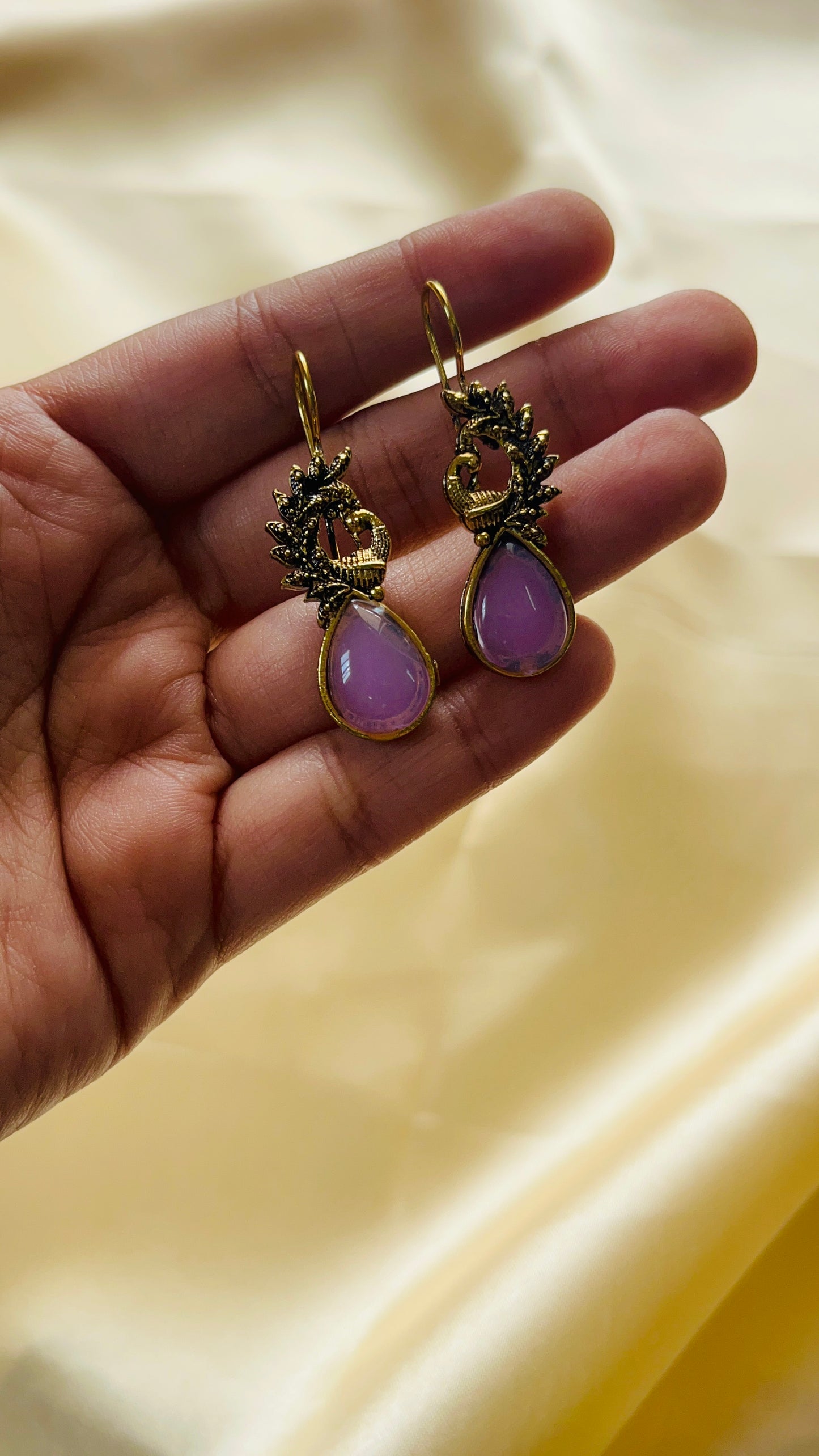Oxisidised Peacock Hook Earring