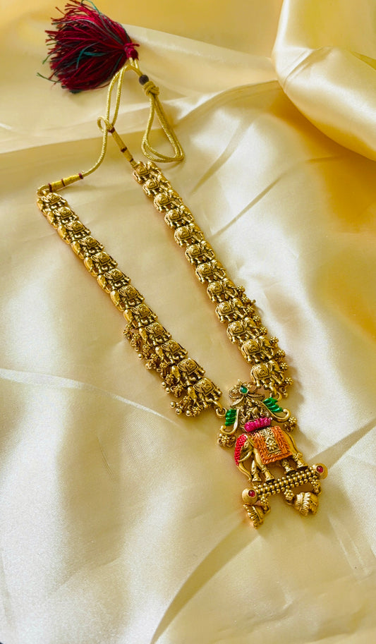 Enamel painted Elephant  design Haaram