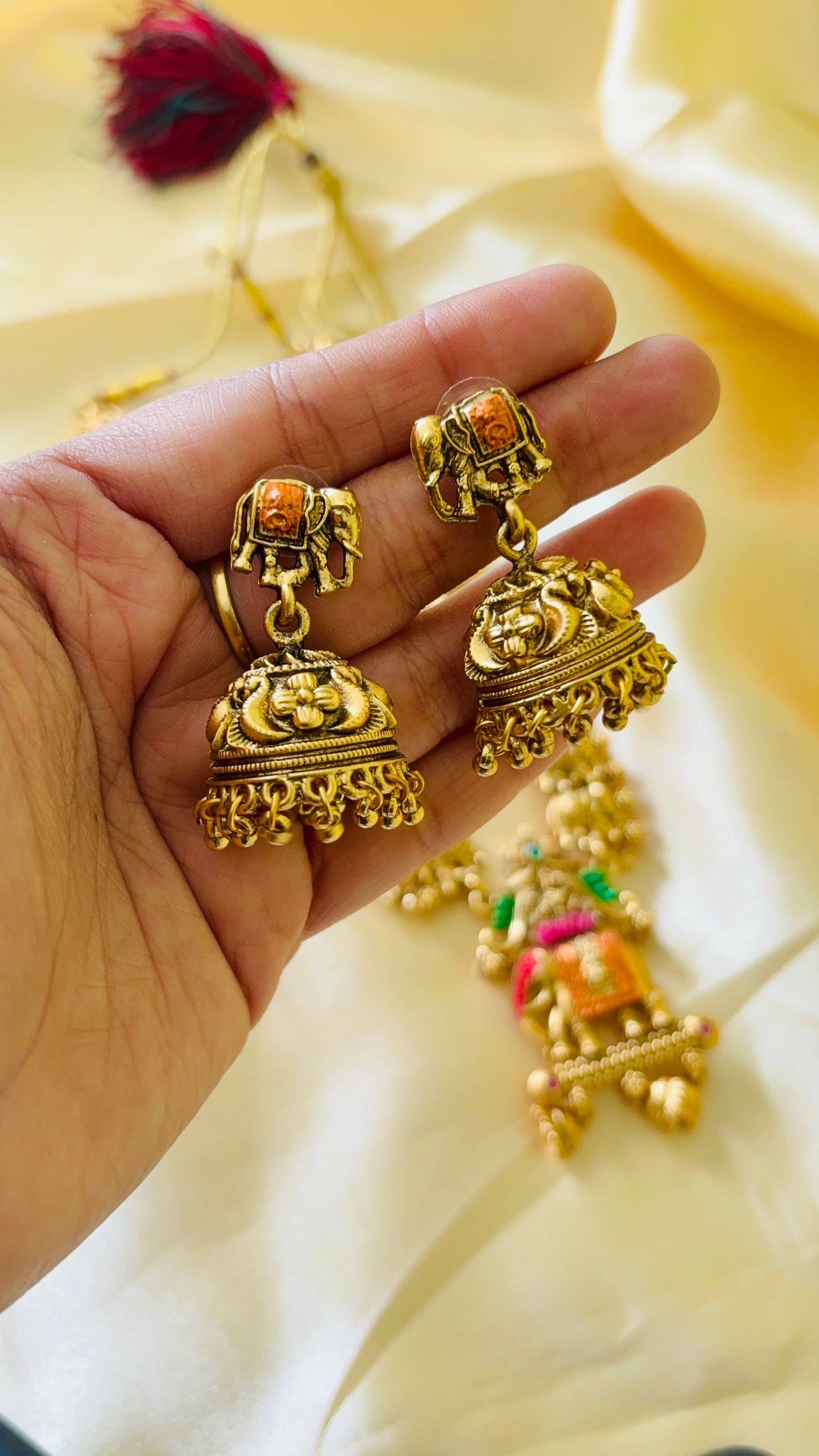 Enamel painted Elephant  design Haaram