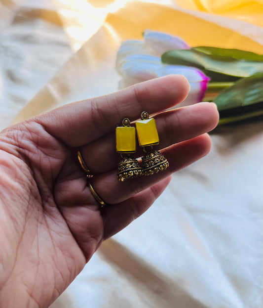 Baby Jhumka with Square stone(Gold)