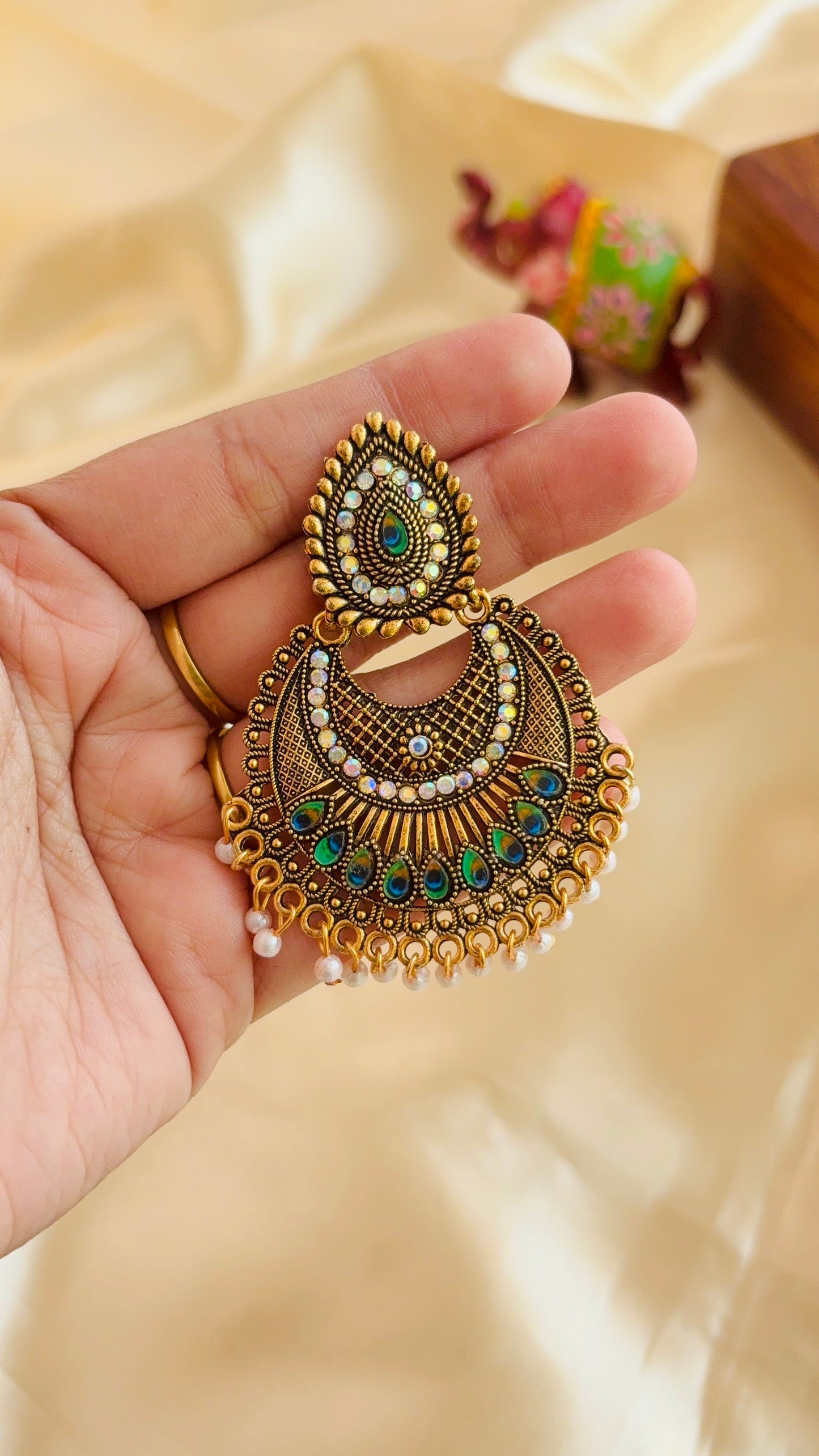 Peacock Chandbali earring